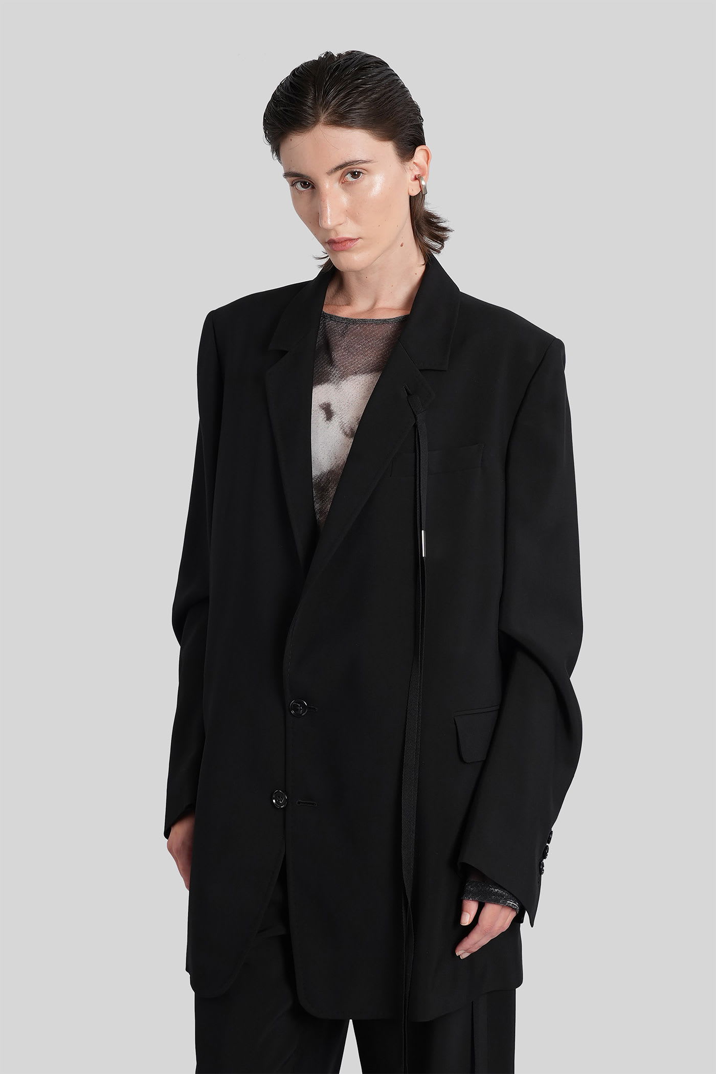 Ann Demeulemeester Agnes Blazer In Black Viscose In Black