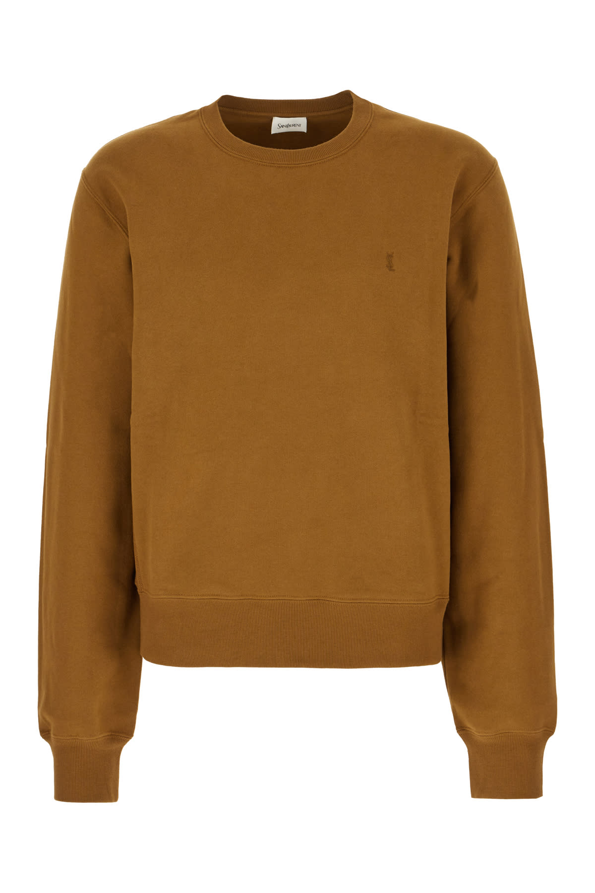 Saint Laurent Mud Cotton Sweatshirt In Mordore