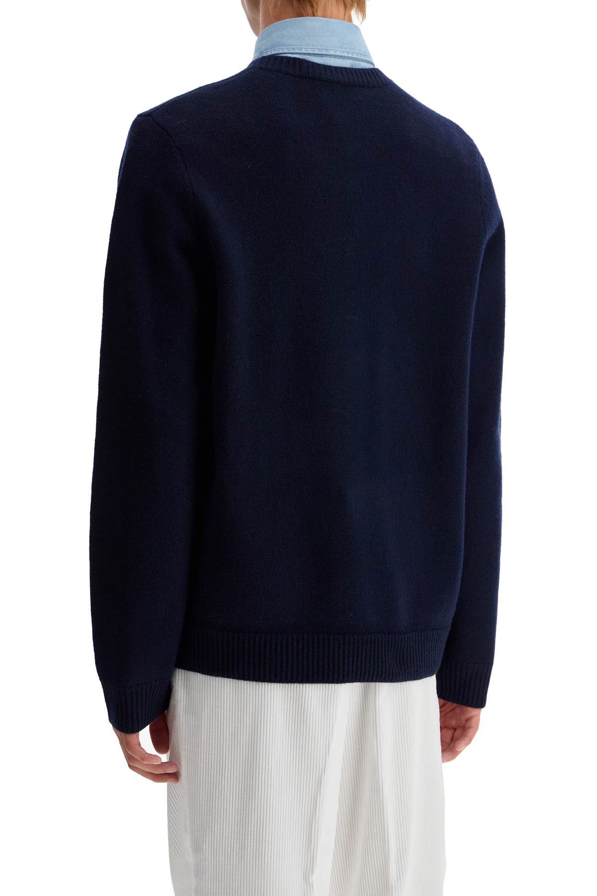 Shop Apc Compact Wool Edward Pullover Sweater In Dark Navy (blue)