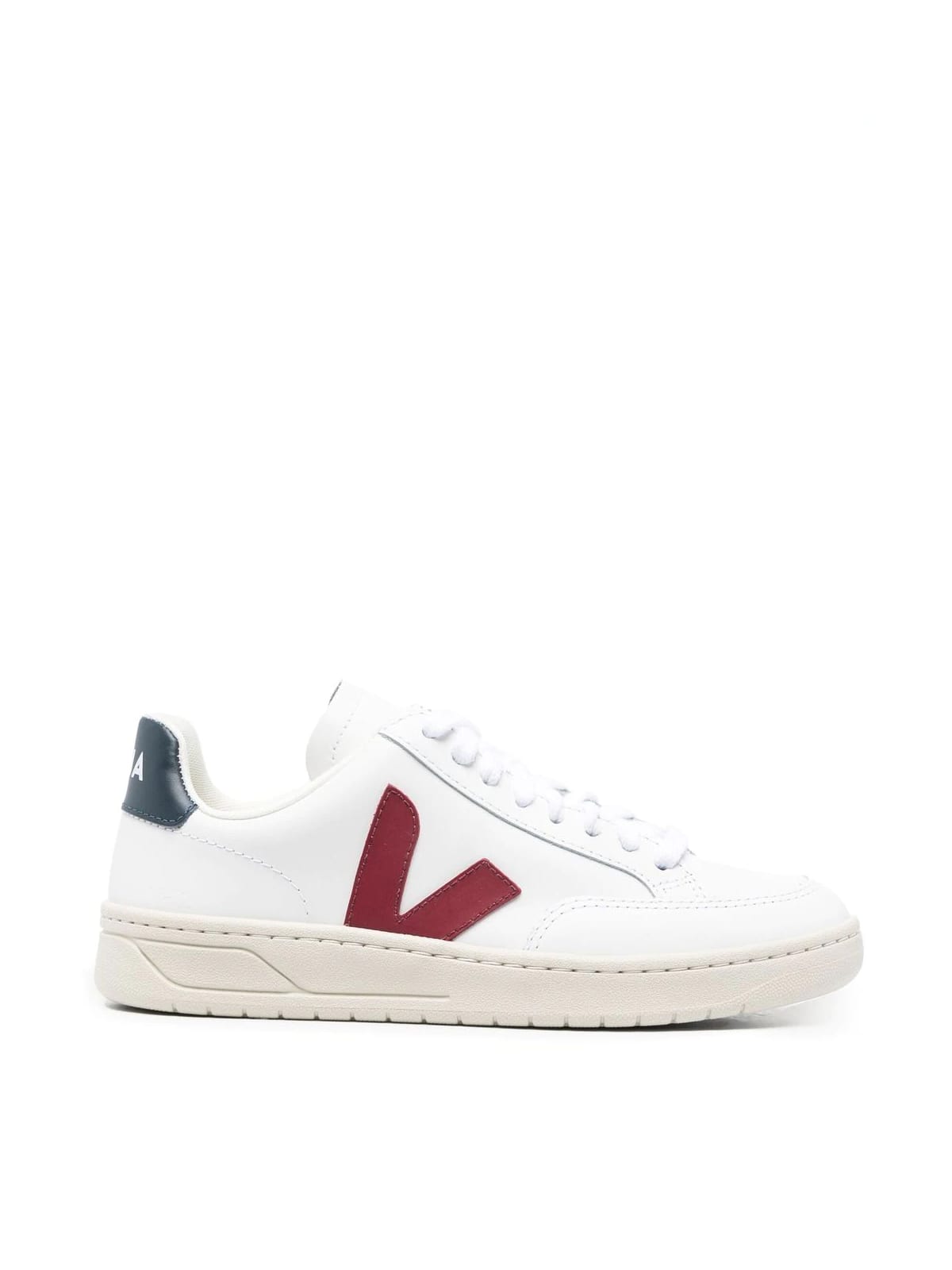 Veja V12 Leather Sneakers In Extra White Marsala Nautico