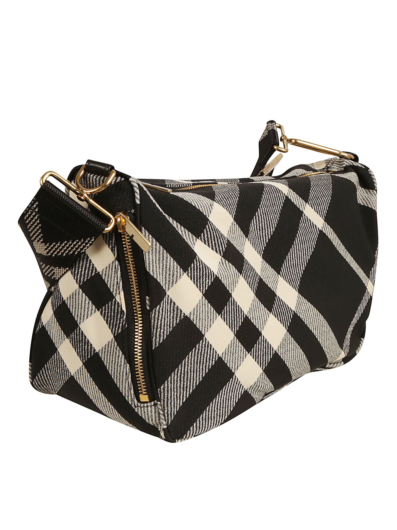 Shop Burberry Shield Messenger Crossbody Bag In Black/calico