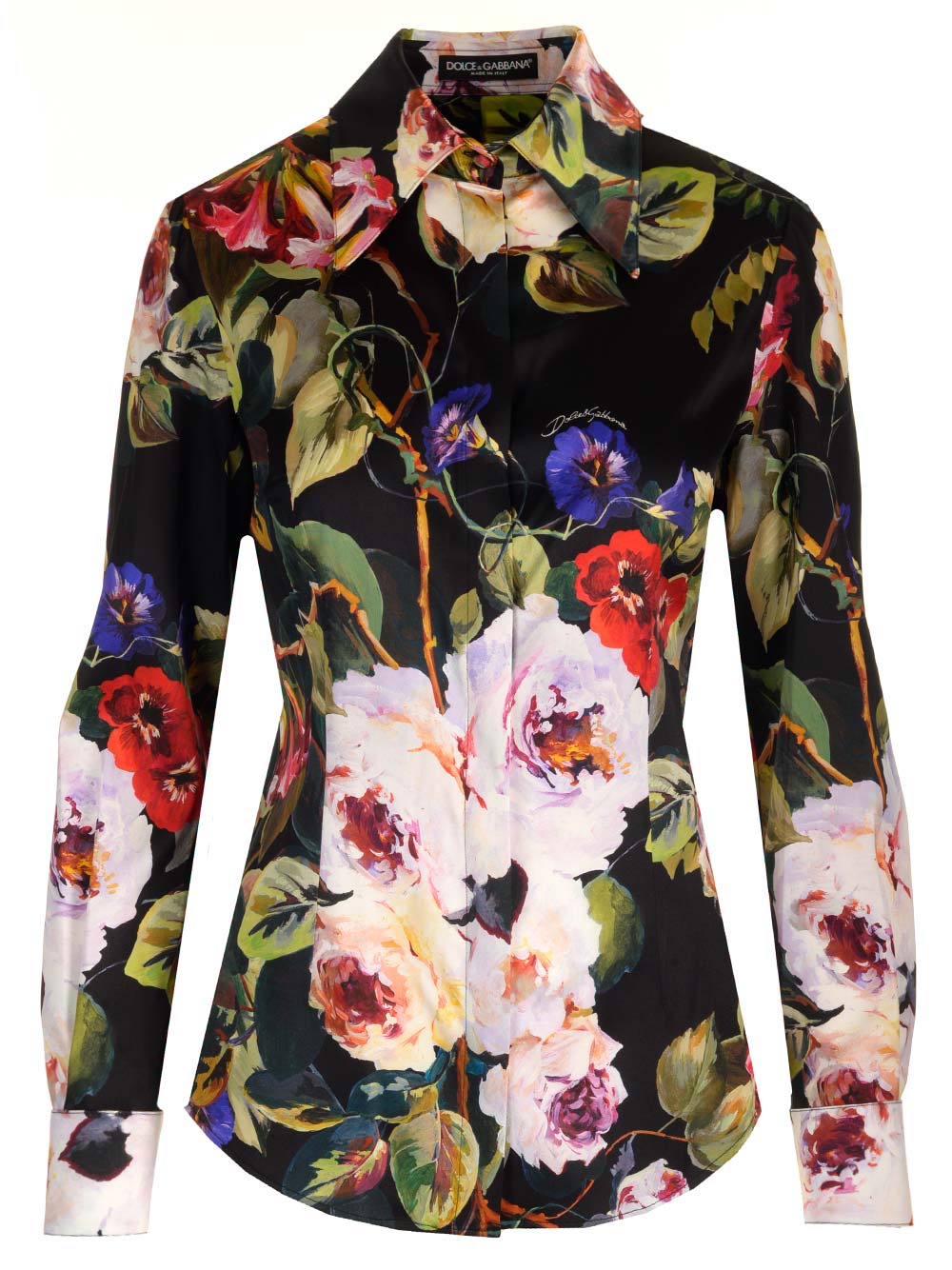 Shop Dolce & Gabbana Printed Silk Shirt In Roseto Fdo Nero