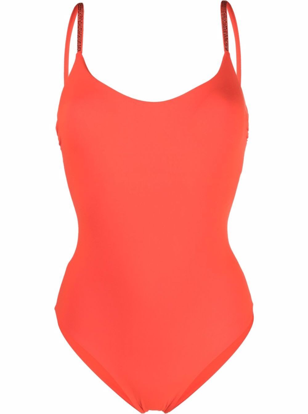 Fisico - Cristina Ferrari Fisico Womans Orange One-piece Stretch Fabric Swimsuit With Glittered Inserts