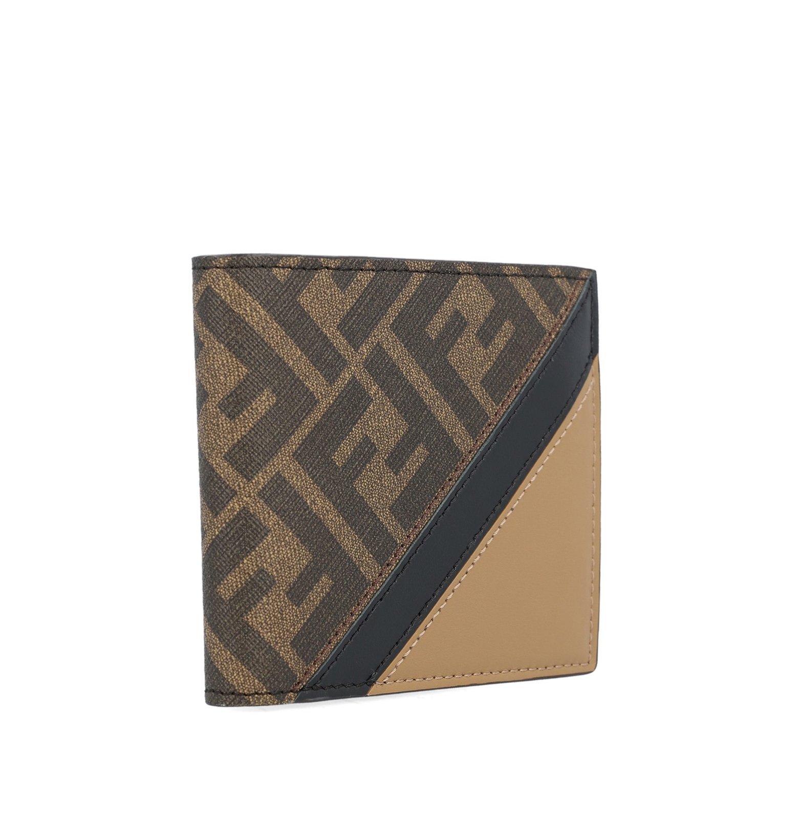 Shop Fendi Ff Monogram Bi-fold Wallet In Marrone