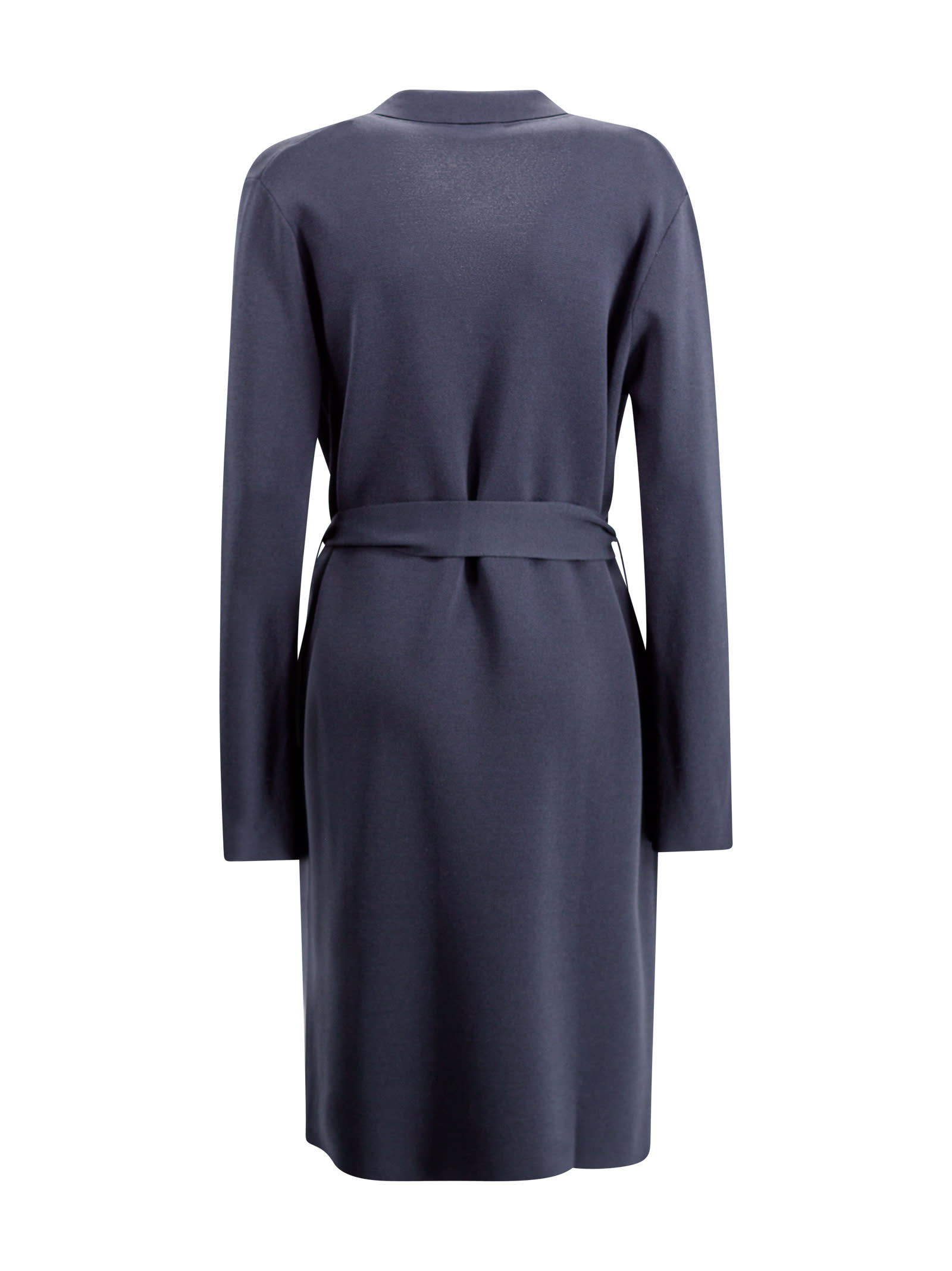 Shop P.a.r.o.s.h Knitted Double-breasted Midi Coat In Blue
