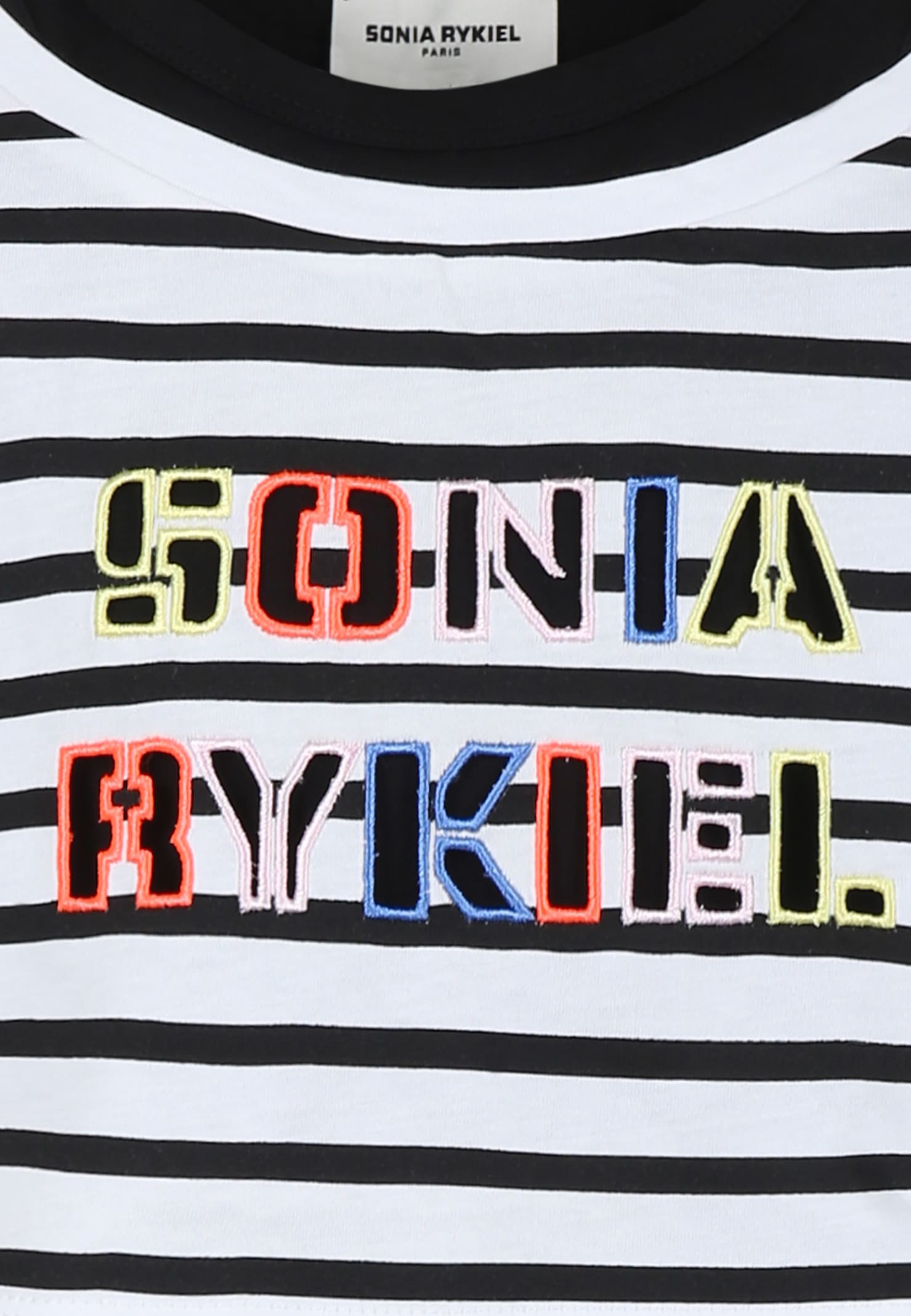 RYKIEL ENFANT MULTICOLOR CROP T-SHIRT FOR GIRL WITH LOGO
