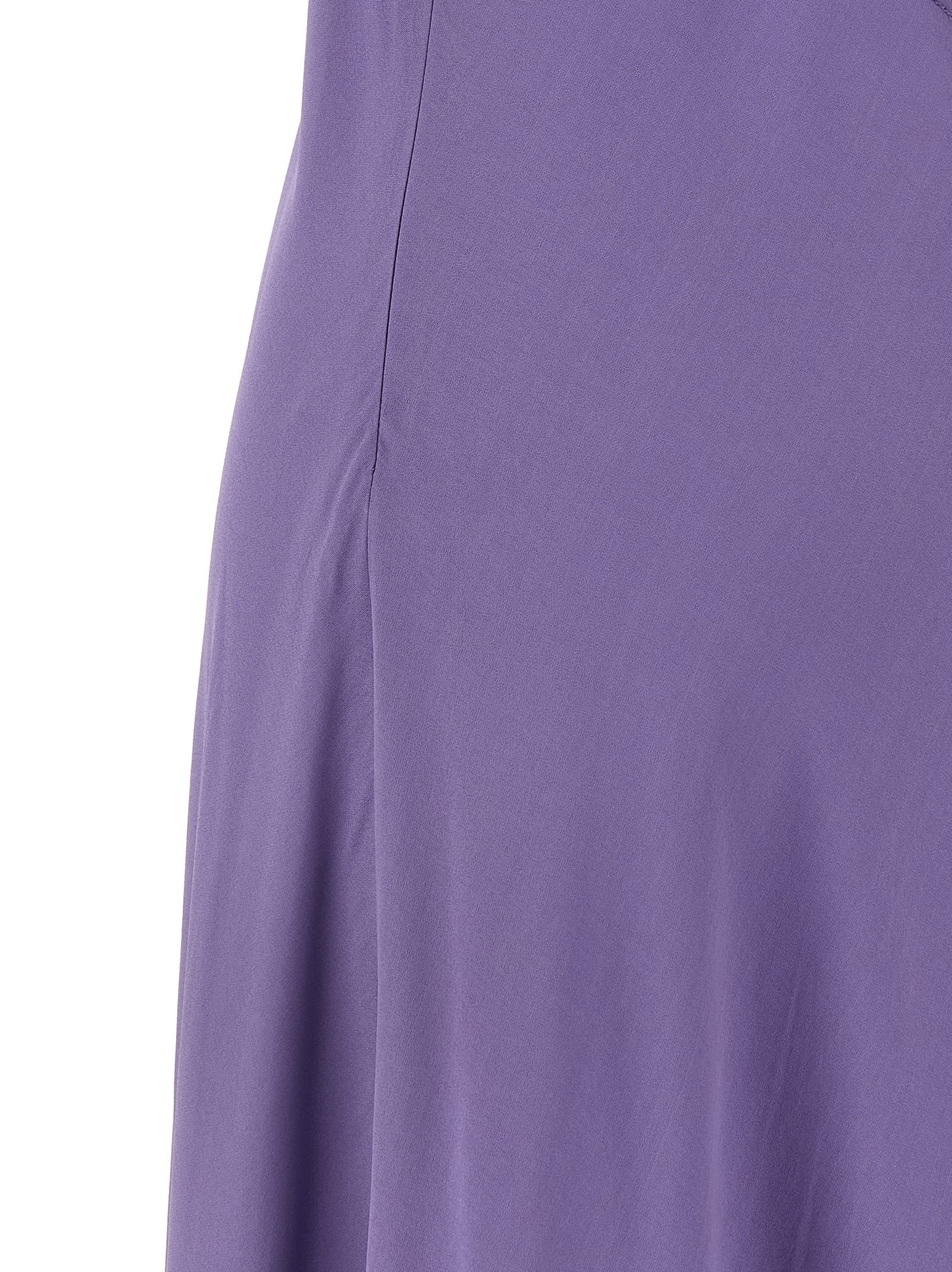 Twinset Twin-set Deep V-neck Maxi Dress With Flounced Hem In Purple