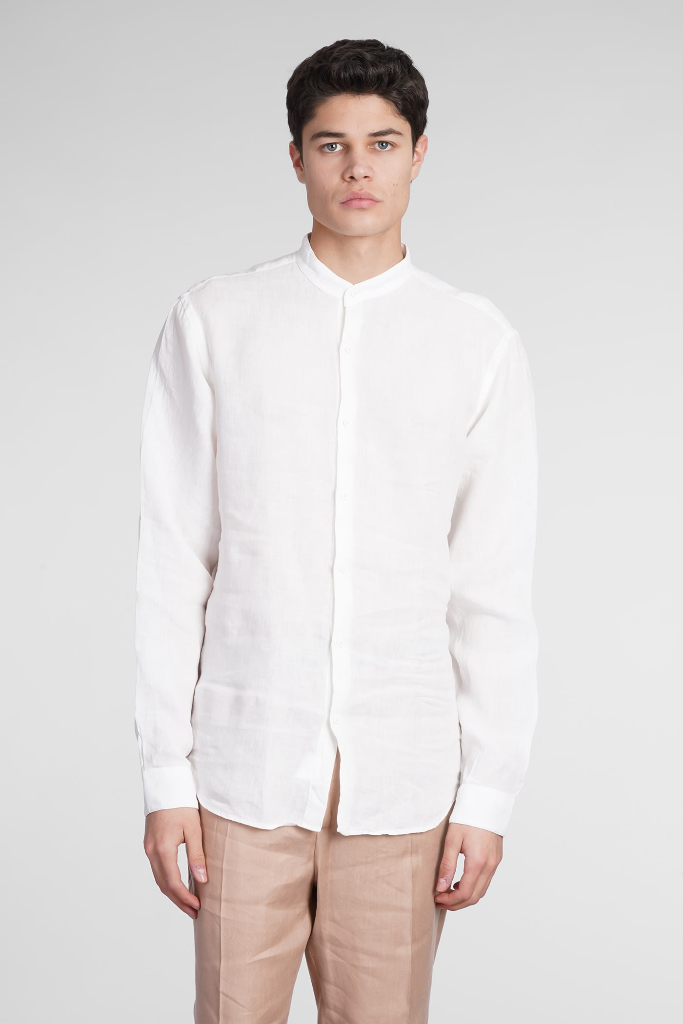 Costumein Texan Shirt In Linen In Beige