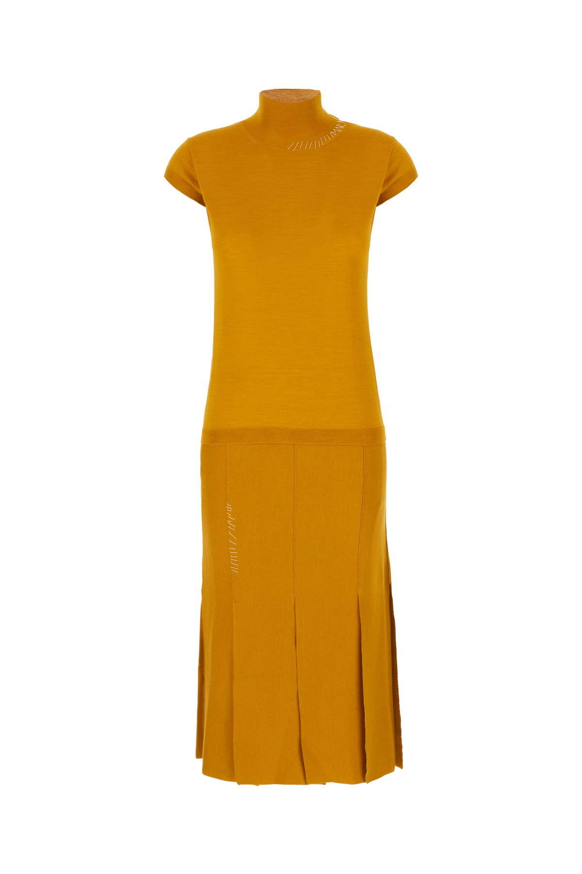 Marni Ochre Wool Blend Dress In Pumpkin