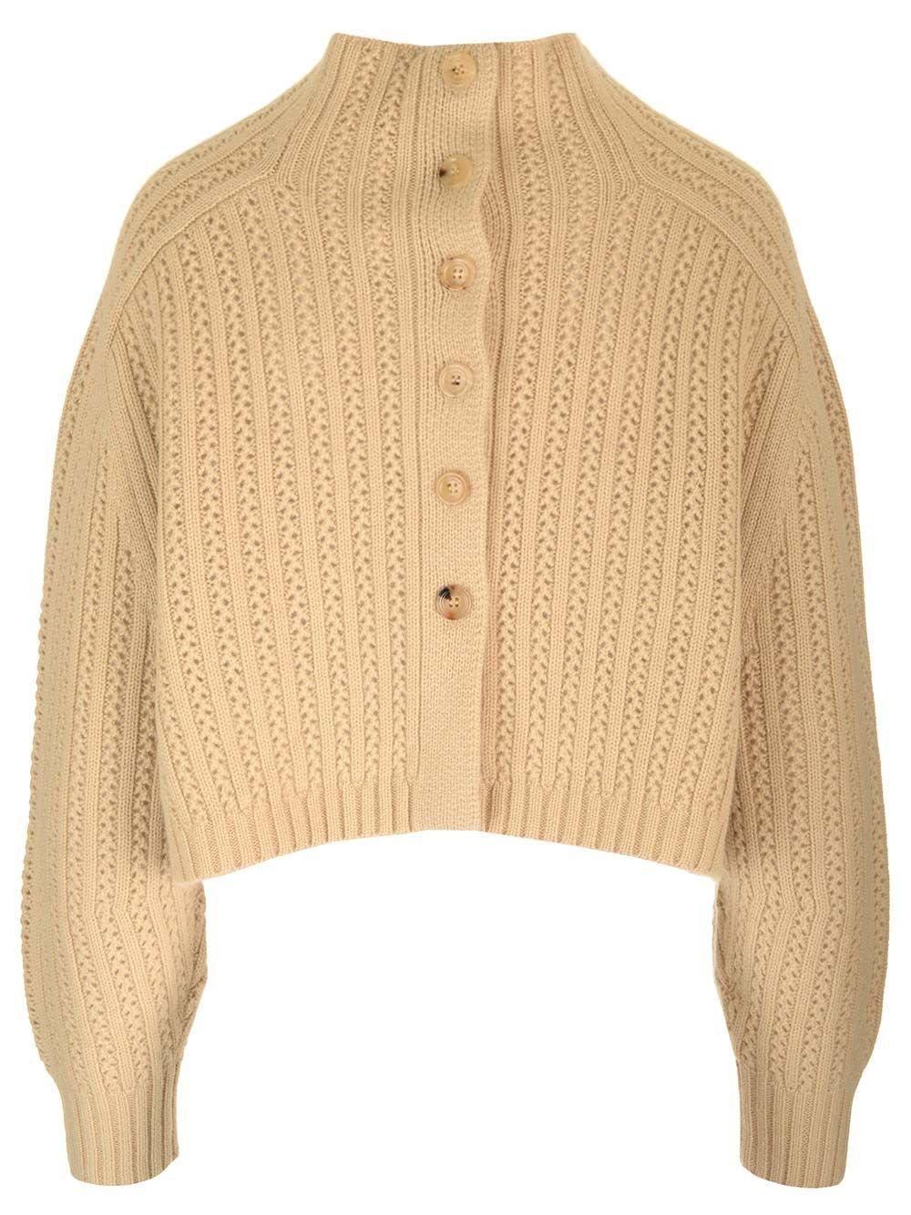 Max Mara Hodeida High Neck Cropped Cardigan In White