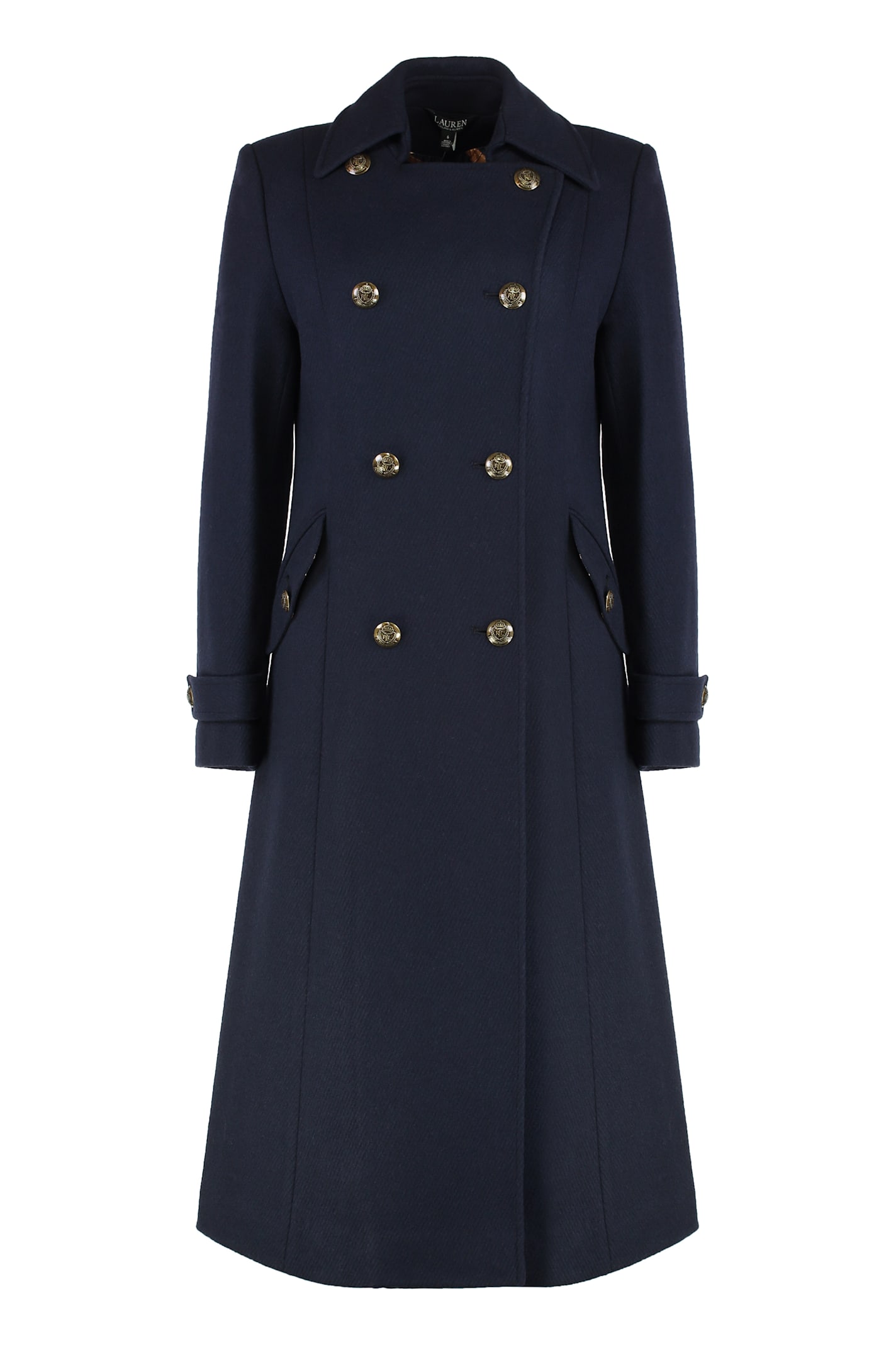 Ralph Lauren Double-breasted Coat In Wool In Blue
