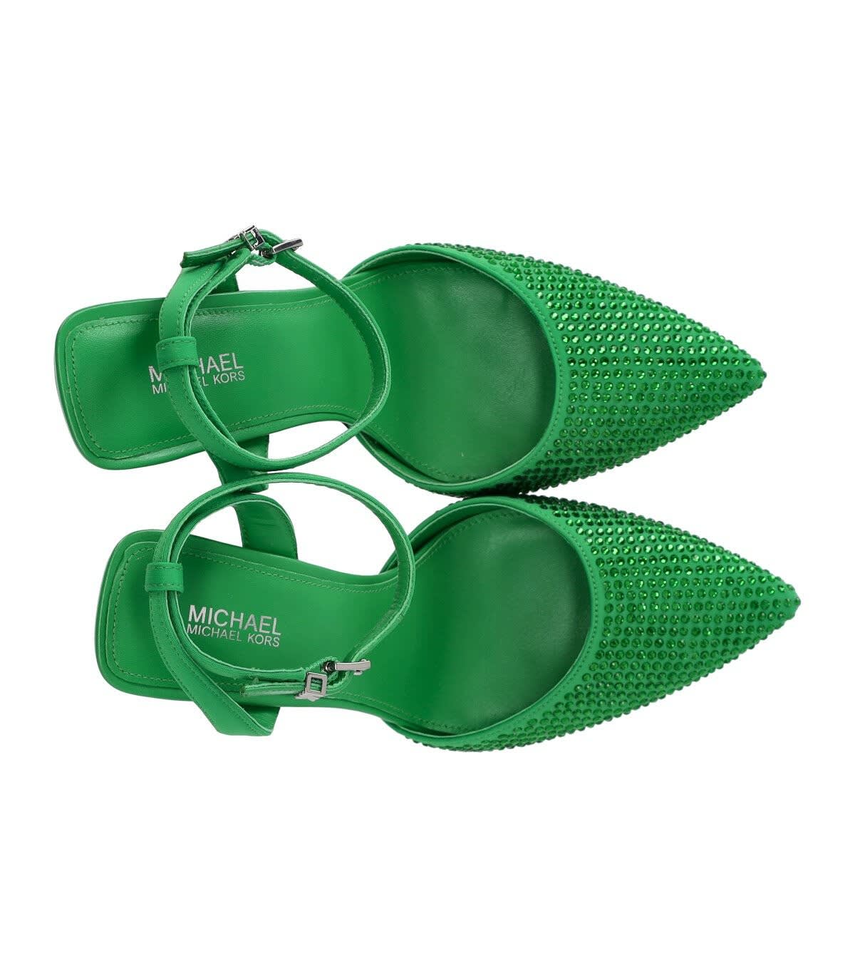 Shop Michael Kors Green Leather Imani Sandals In Verde