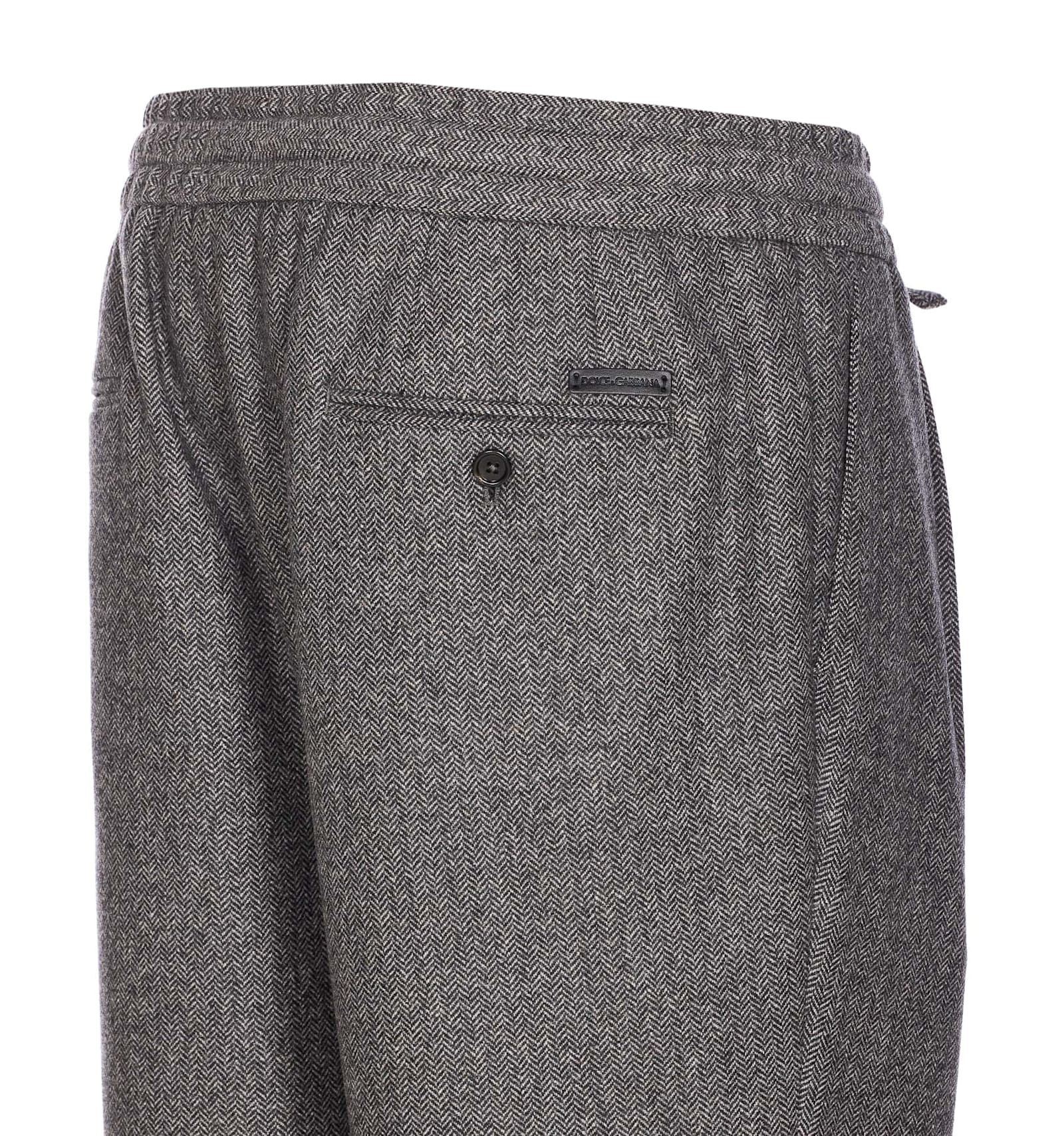 Dolce & Gabbana Trousers Tailored Herringbone Pattern In Gray