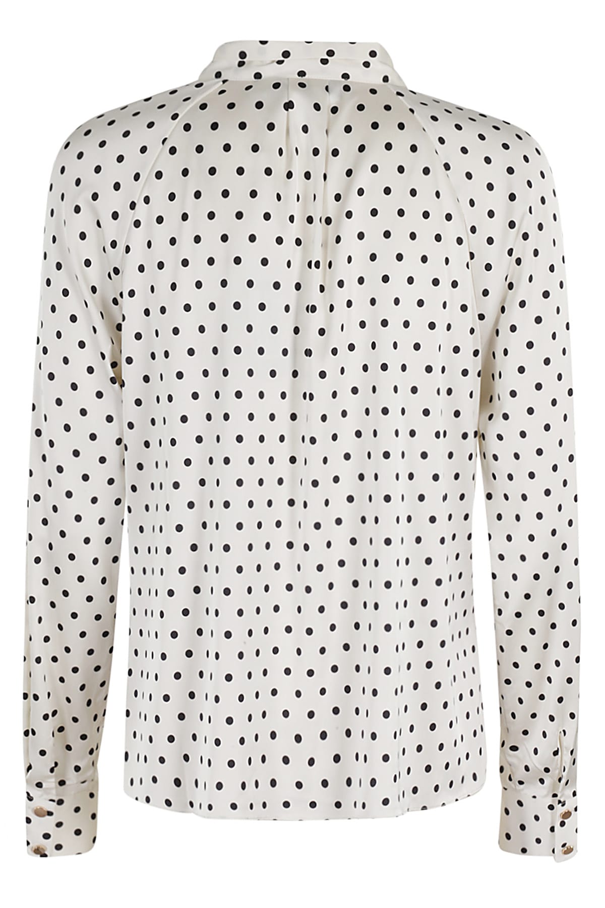 Shop Self-portrait Polka Dot Satin Blouse In Cream