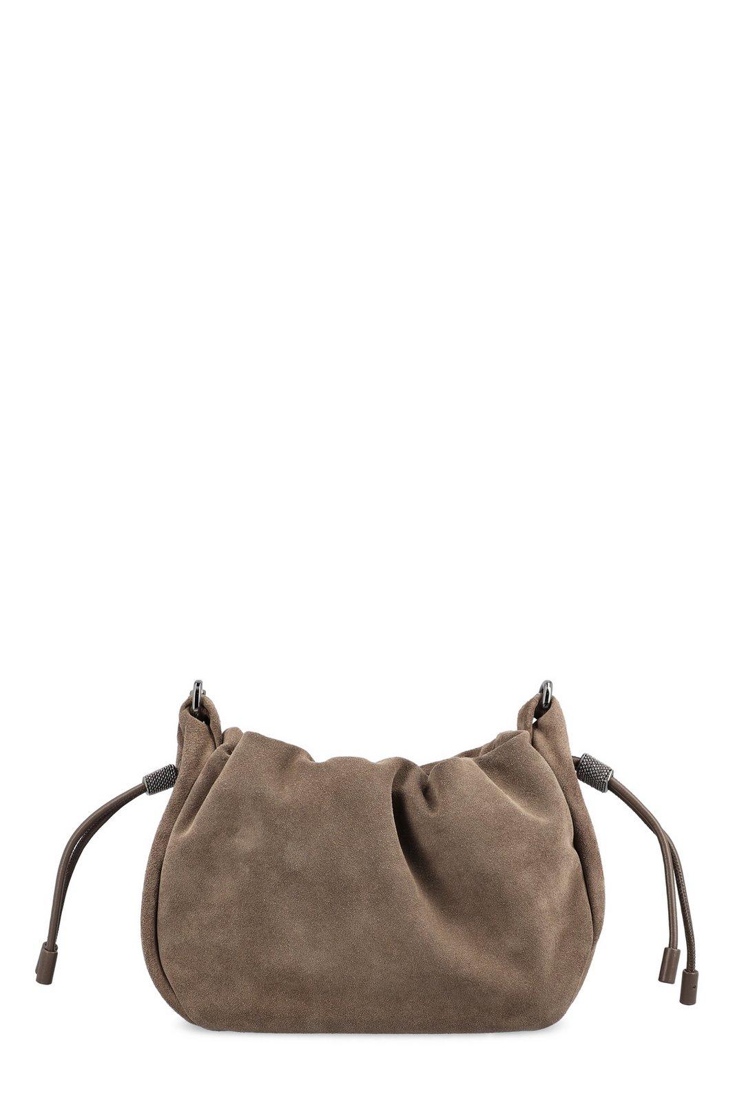 Brunello Cucinelli Drawstring Shoulder Bag In Brown
