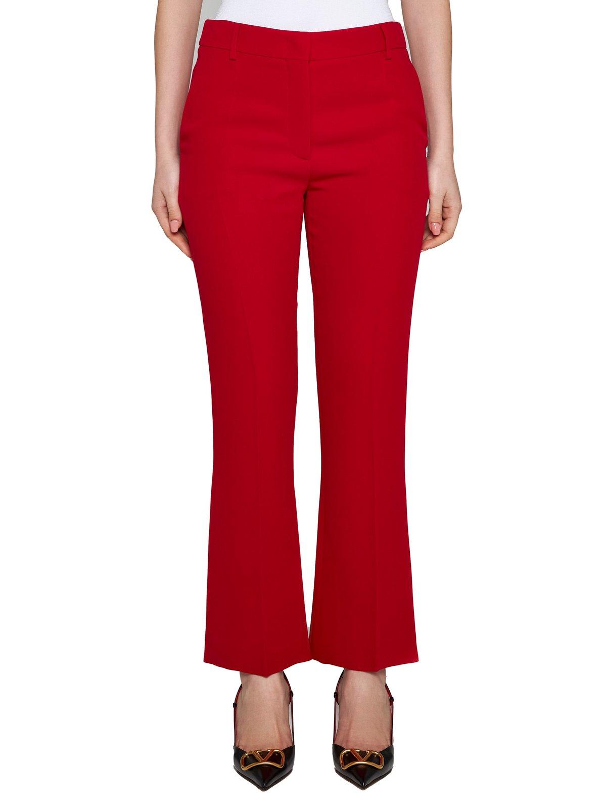 Shop Valentino High Waist Cropped Trousers In Red