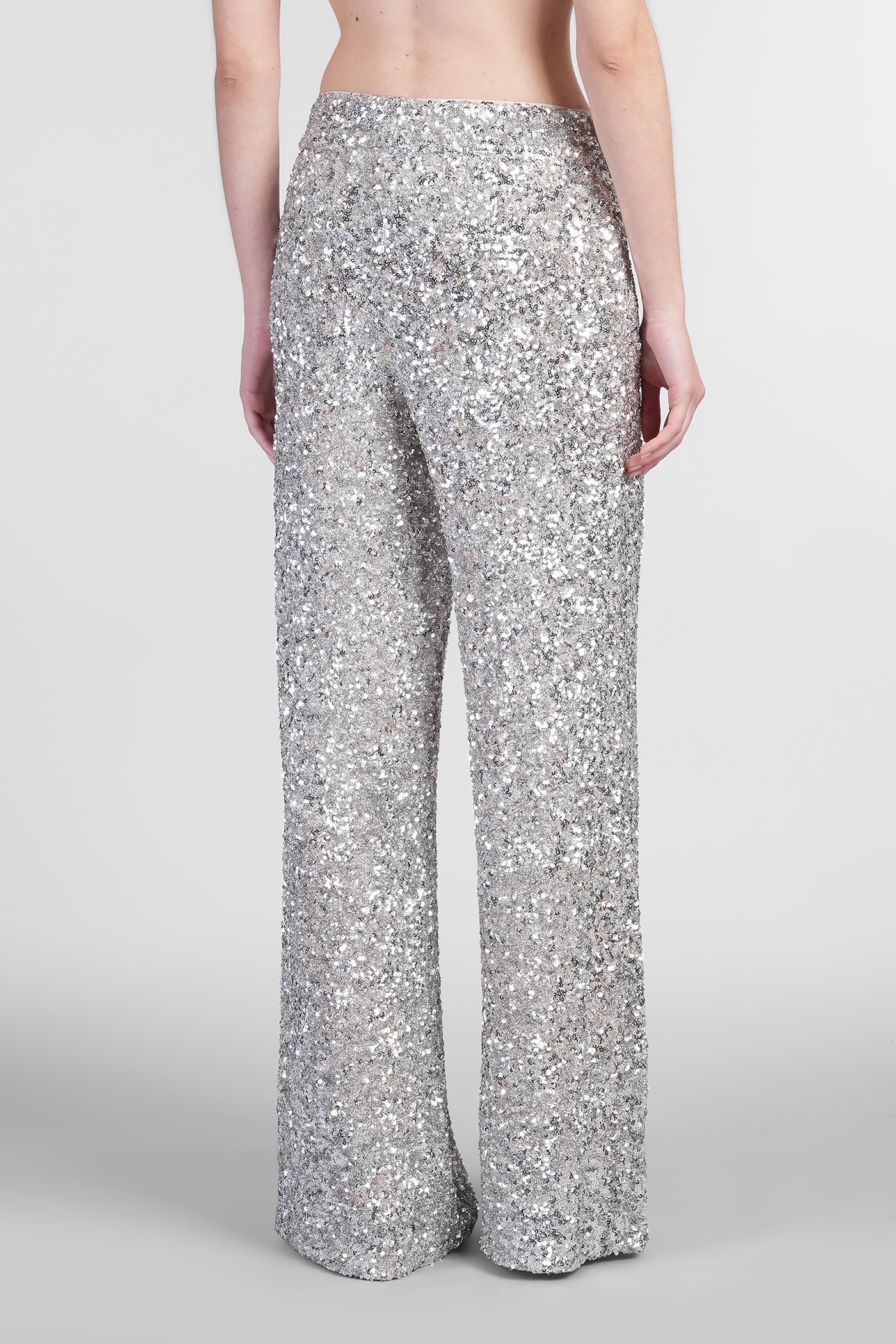 Shop Alice And Olivia Mame Pants In Silver Polyester