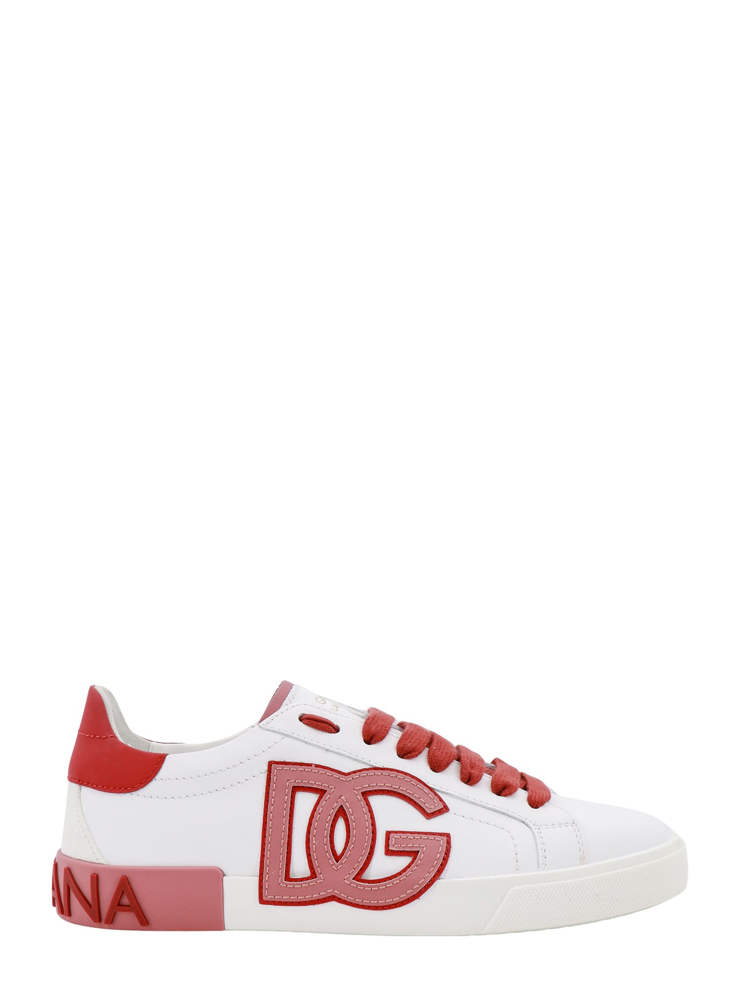Shop Dolce & Gabbana Portofino Vintage Sneakers In White, Red