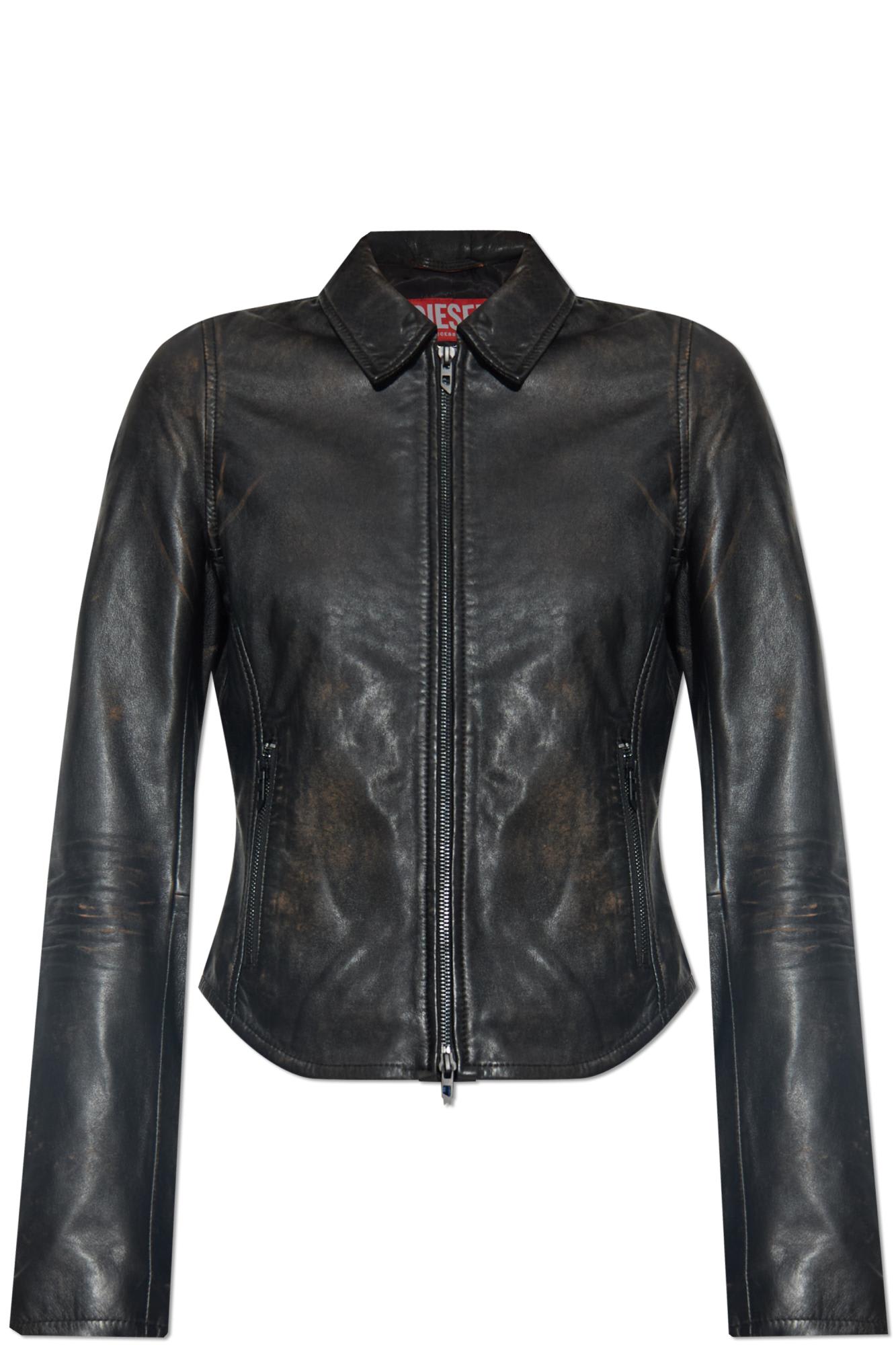 Diesel Collared Fitted Jacket Front Pockets In Black