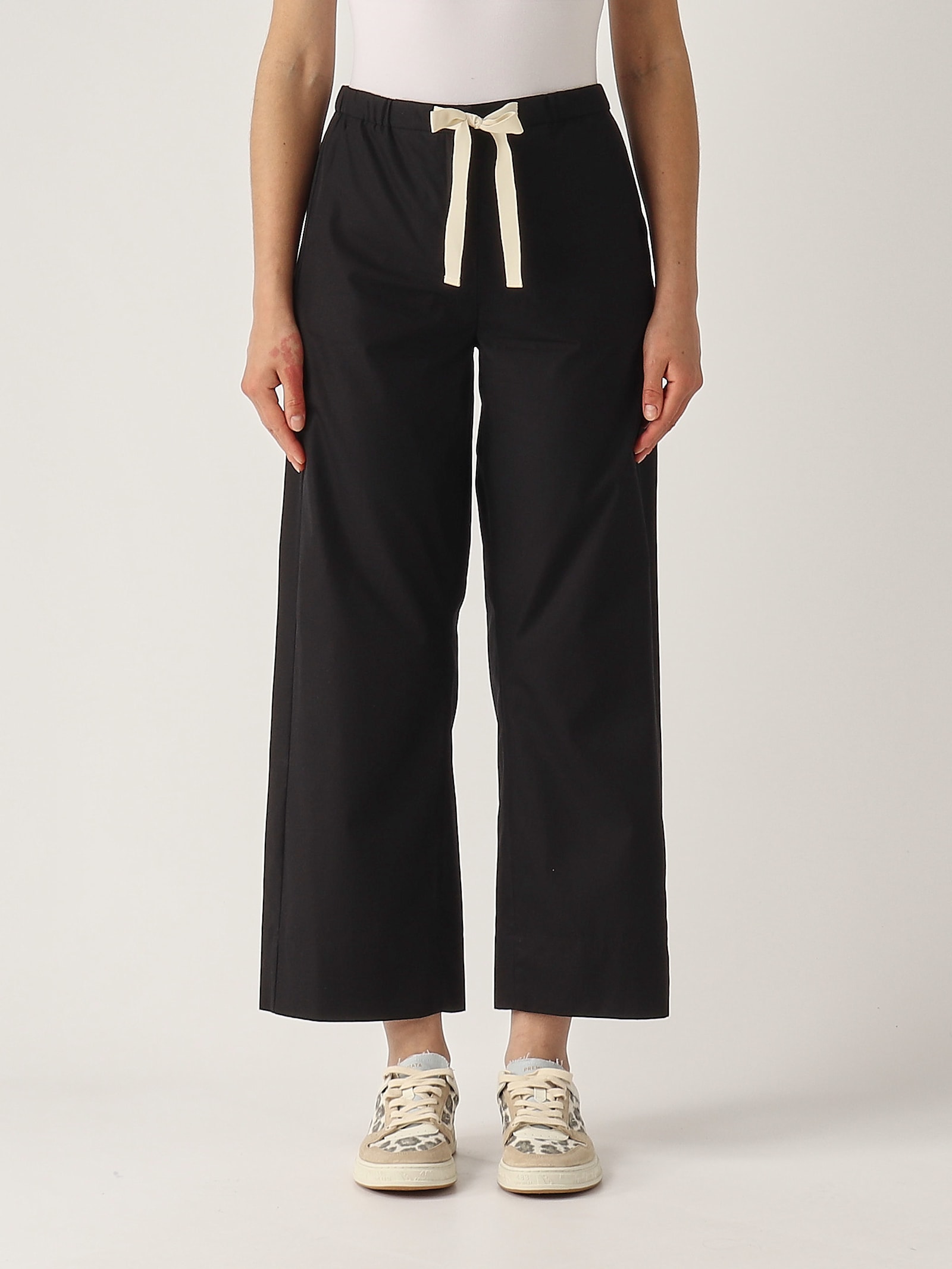 's Max Mara S Max Mara Argento Cotton Trousers In Nero