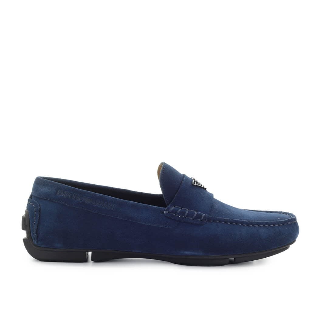 EMPORIO ARMANI BLUE SUEDE LOAFER,11876729