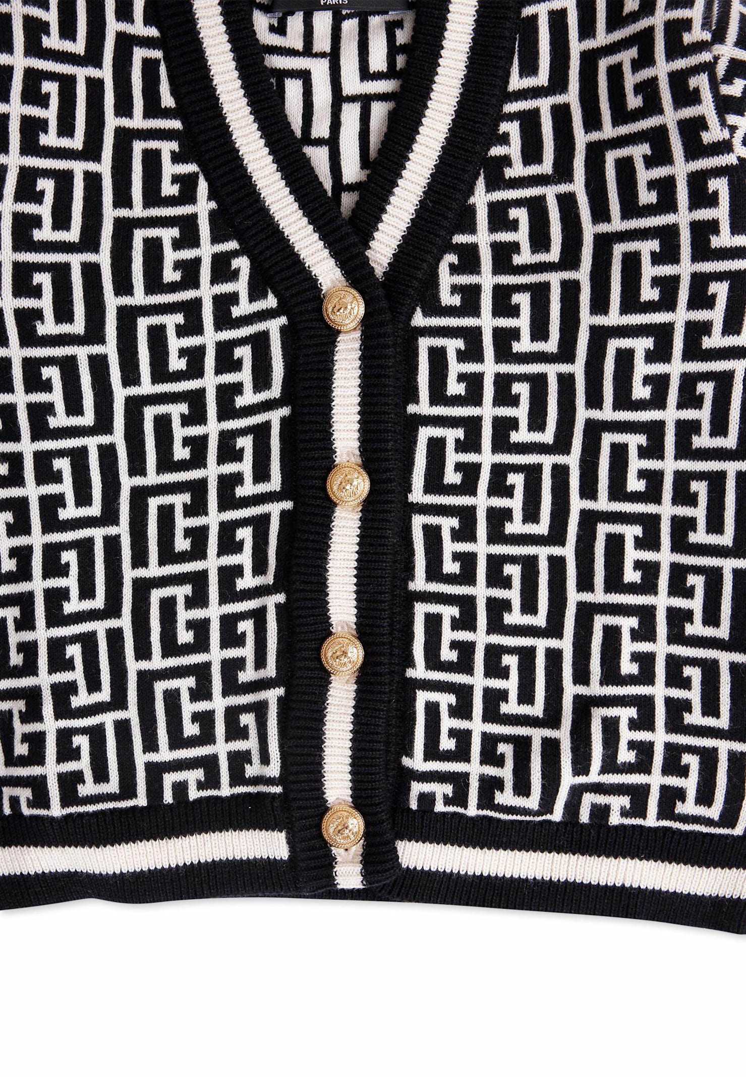 Balmain Black Cardigan For Baby Boy With Labyrinth In Black