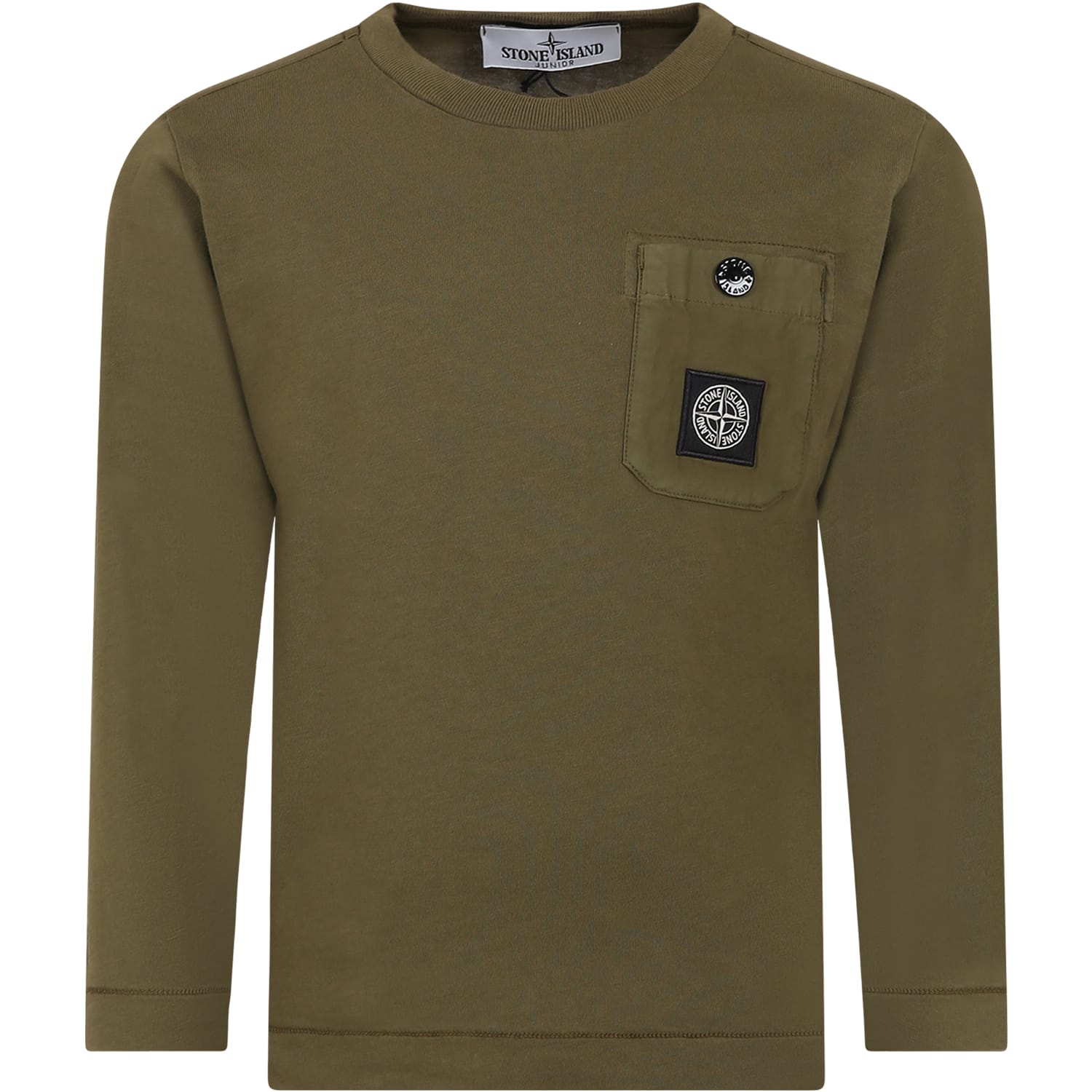 Stone Island Junior Kids' Green T-shirt For Boy With Compass