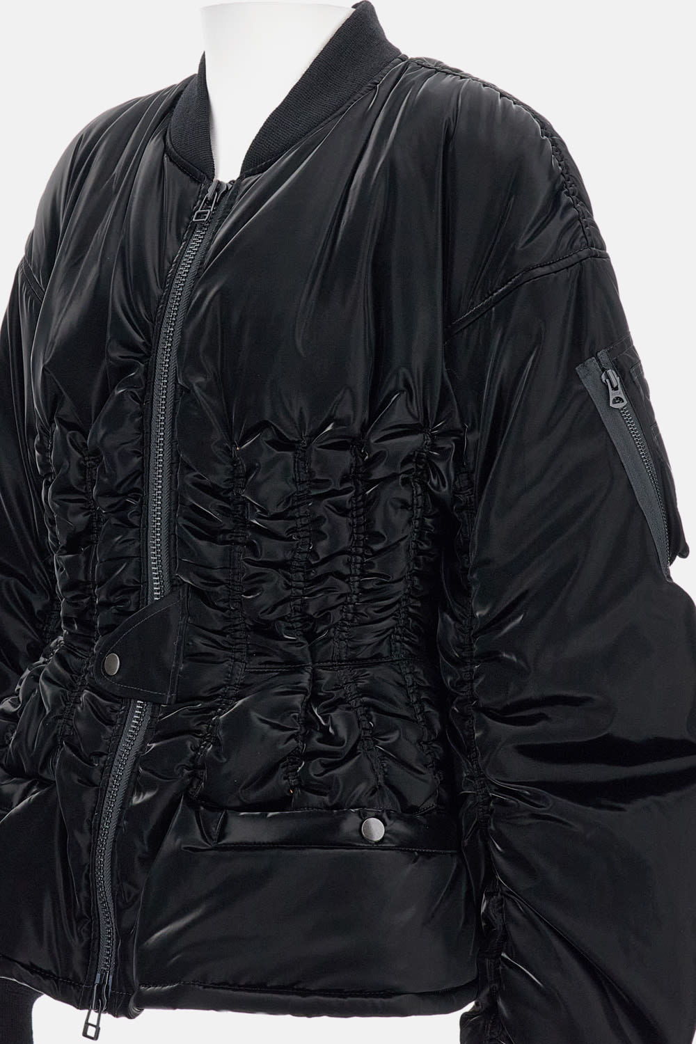 Junya Watanabe High-shine Bomber Jacket Front Pockets In Black