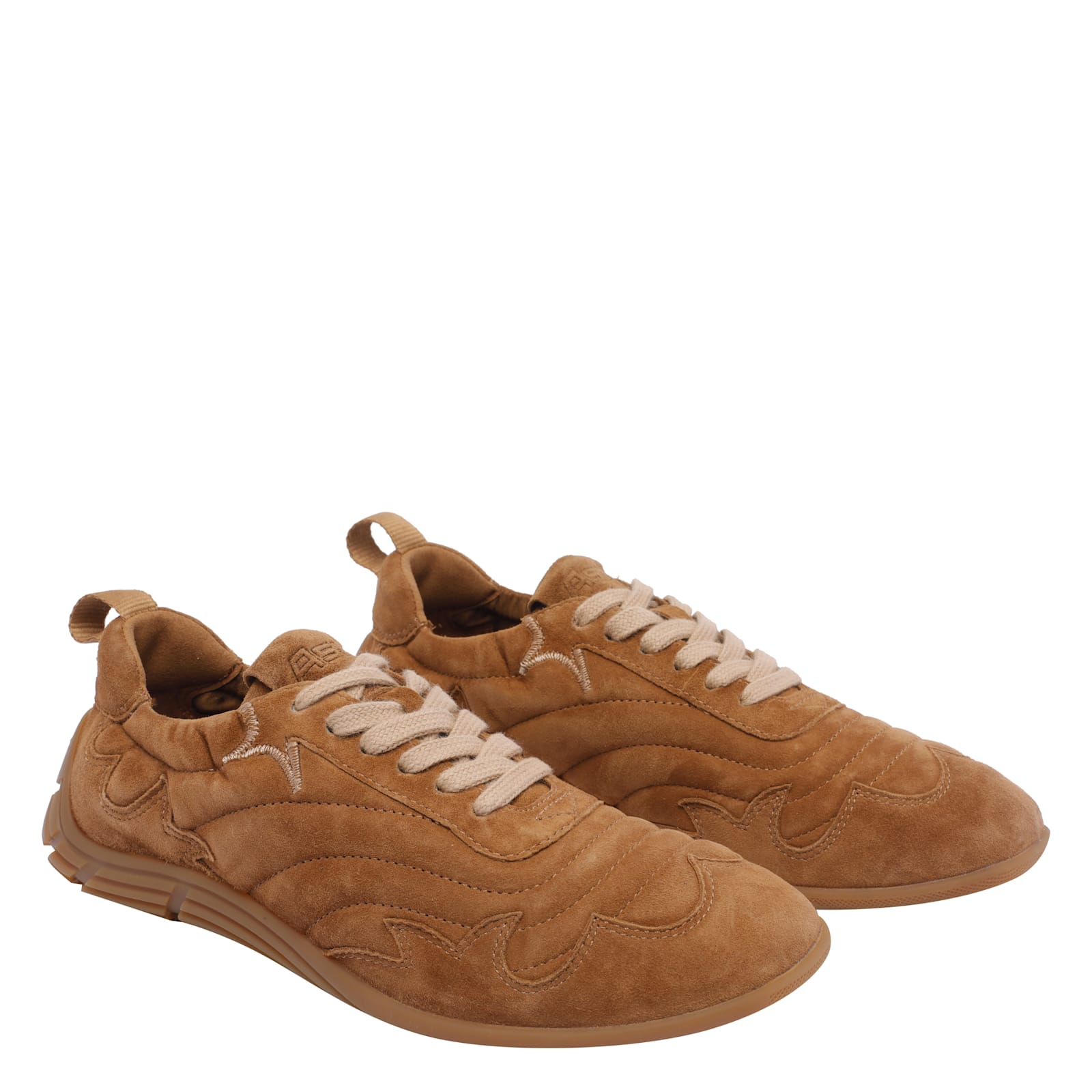 Ash Suede Low Top Sneakers With Round Toe In Neutral