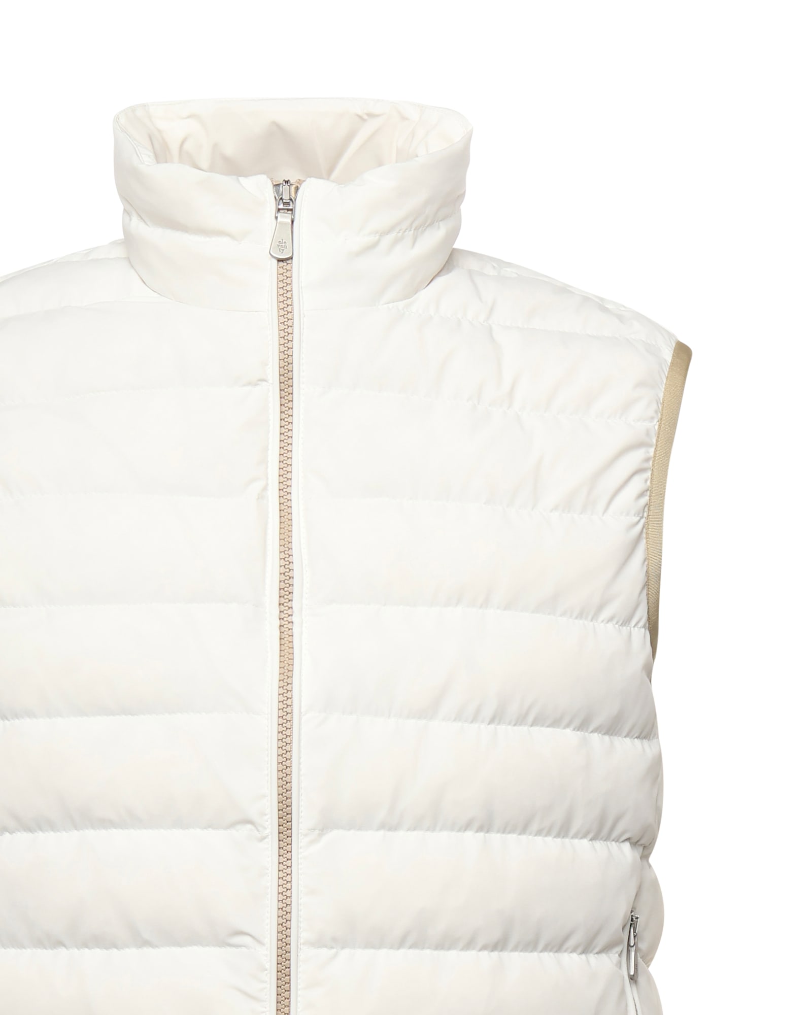 Eleventy Padded Vest With Quilted Texture And Zip In White