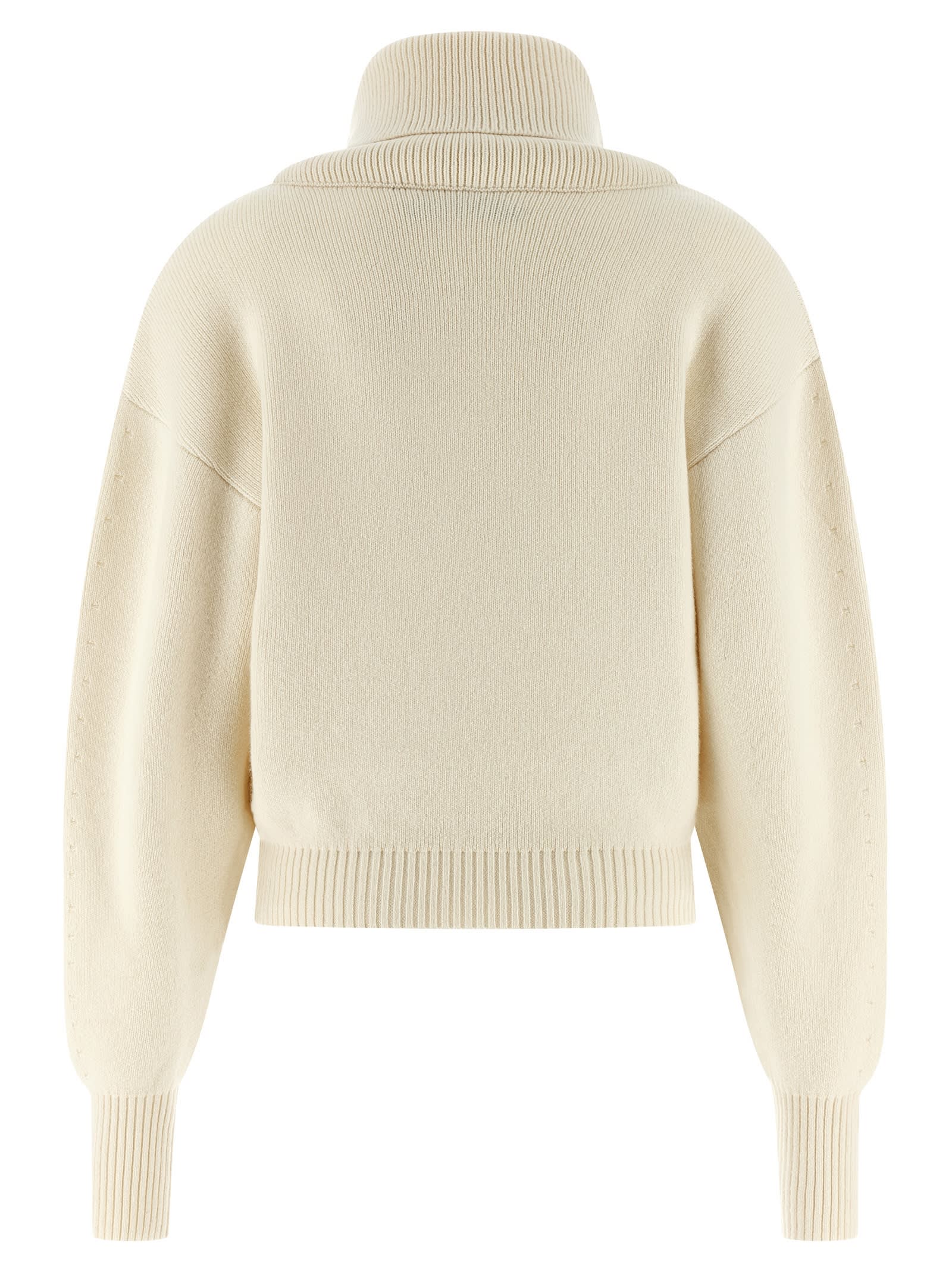 Jacquemus Cozy Turtleneck Sweater Dropped Shoulders In Neutral