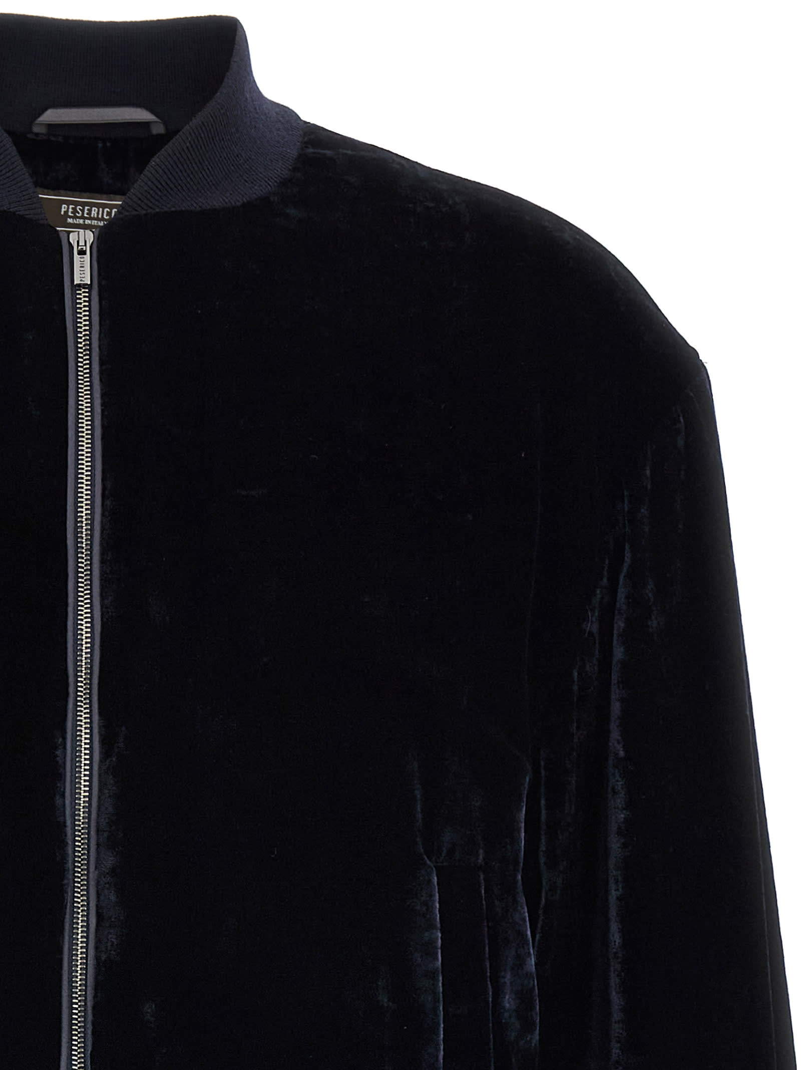 Peserico Washed Viscose Velvet Bomber Sweatshirt In Black
