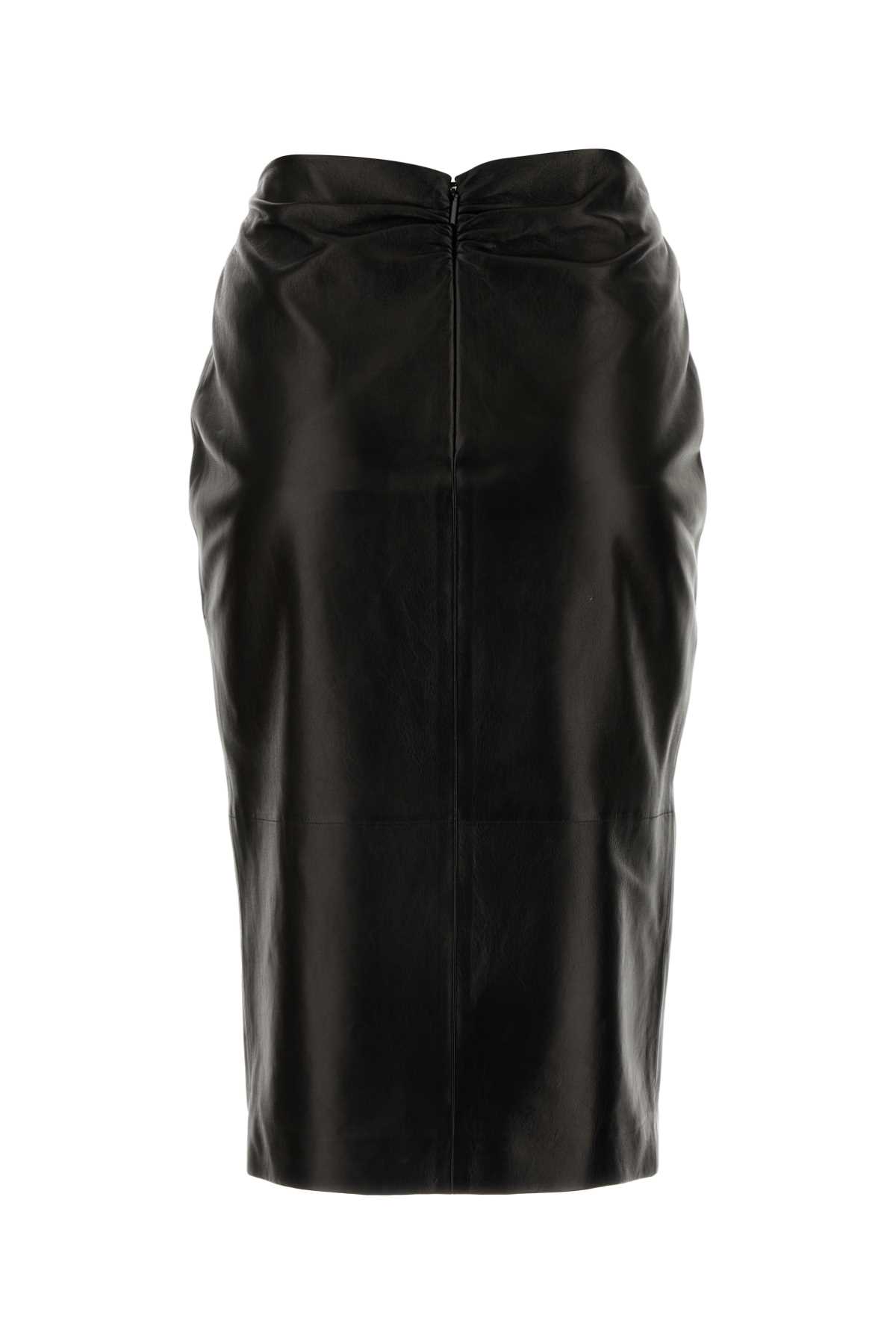 Saint Laurent Black Leather Skirt In Noir