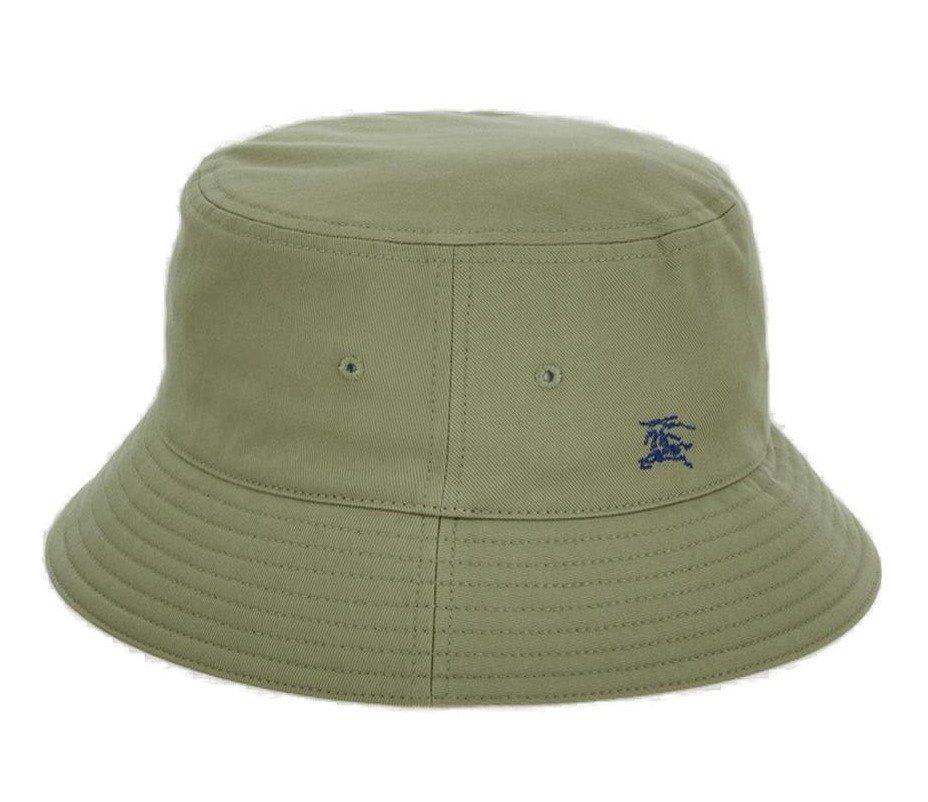 Shop Burberry Logo Embroidered Flat-crown Bucket Hat In Hunter