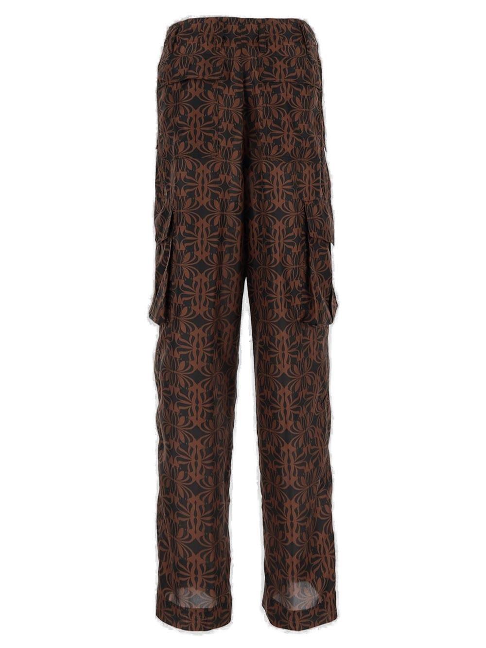 Shop Dries Van Noten Pattern Printed Satin Cargo Pants In Black