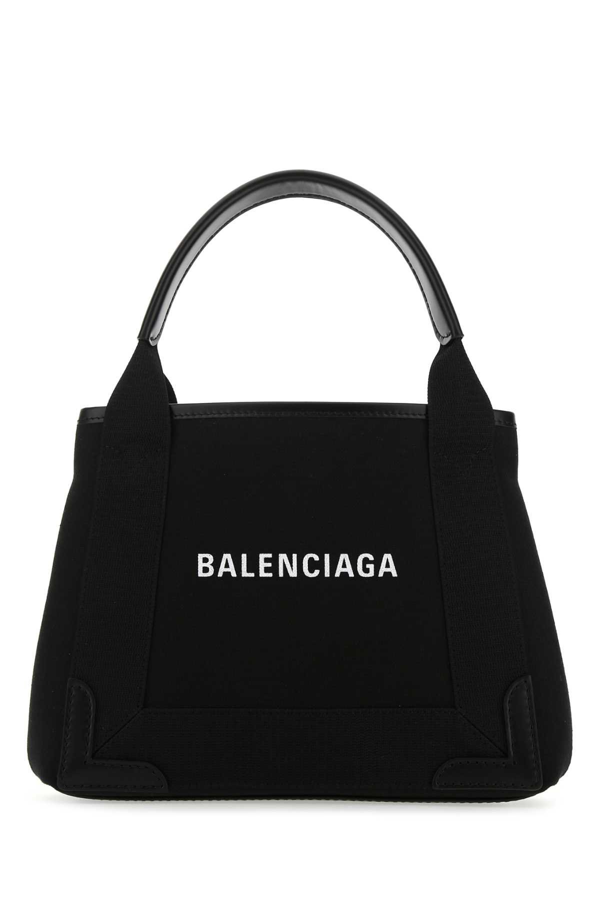 Shop Balenciaga Black Fabric Navy Cabas Xs Handbag In 1000