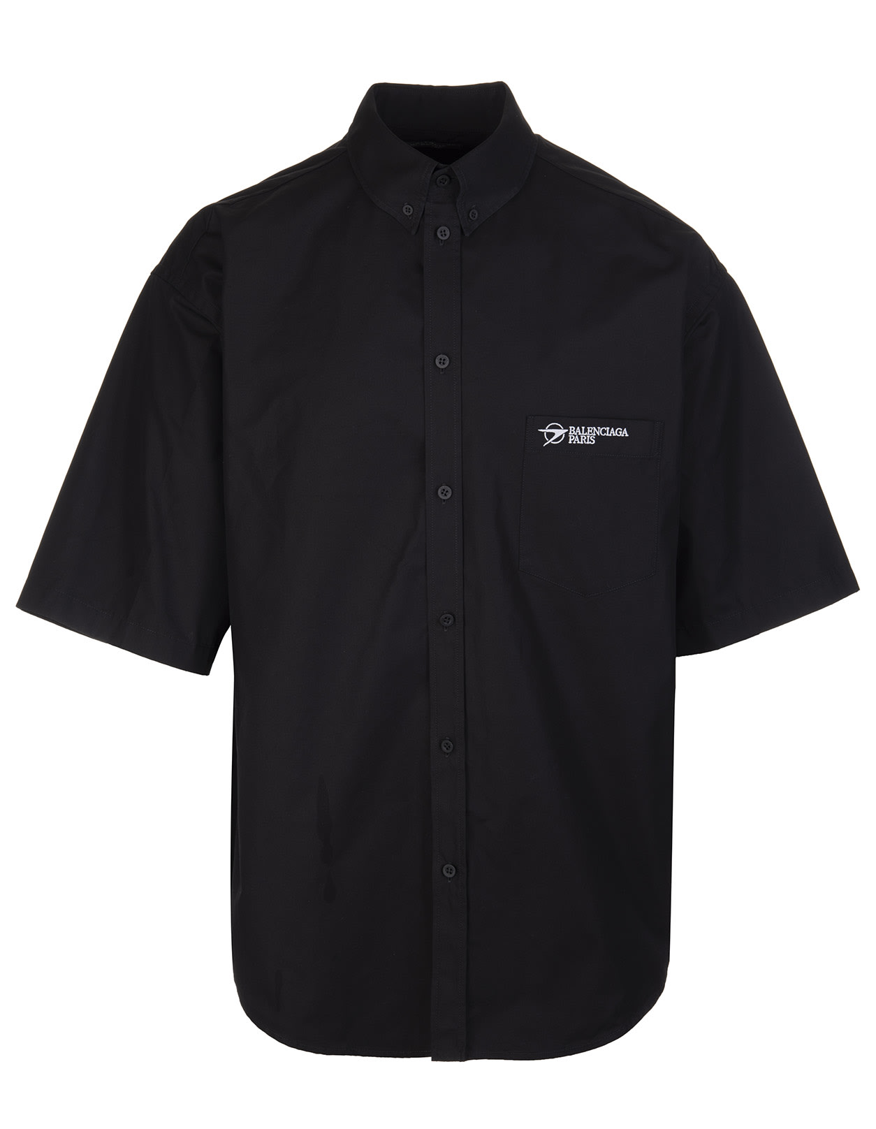Man Black Balenciaga Corporate Short Sleeve Shirt