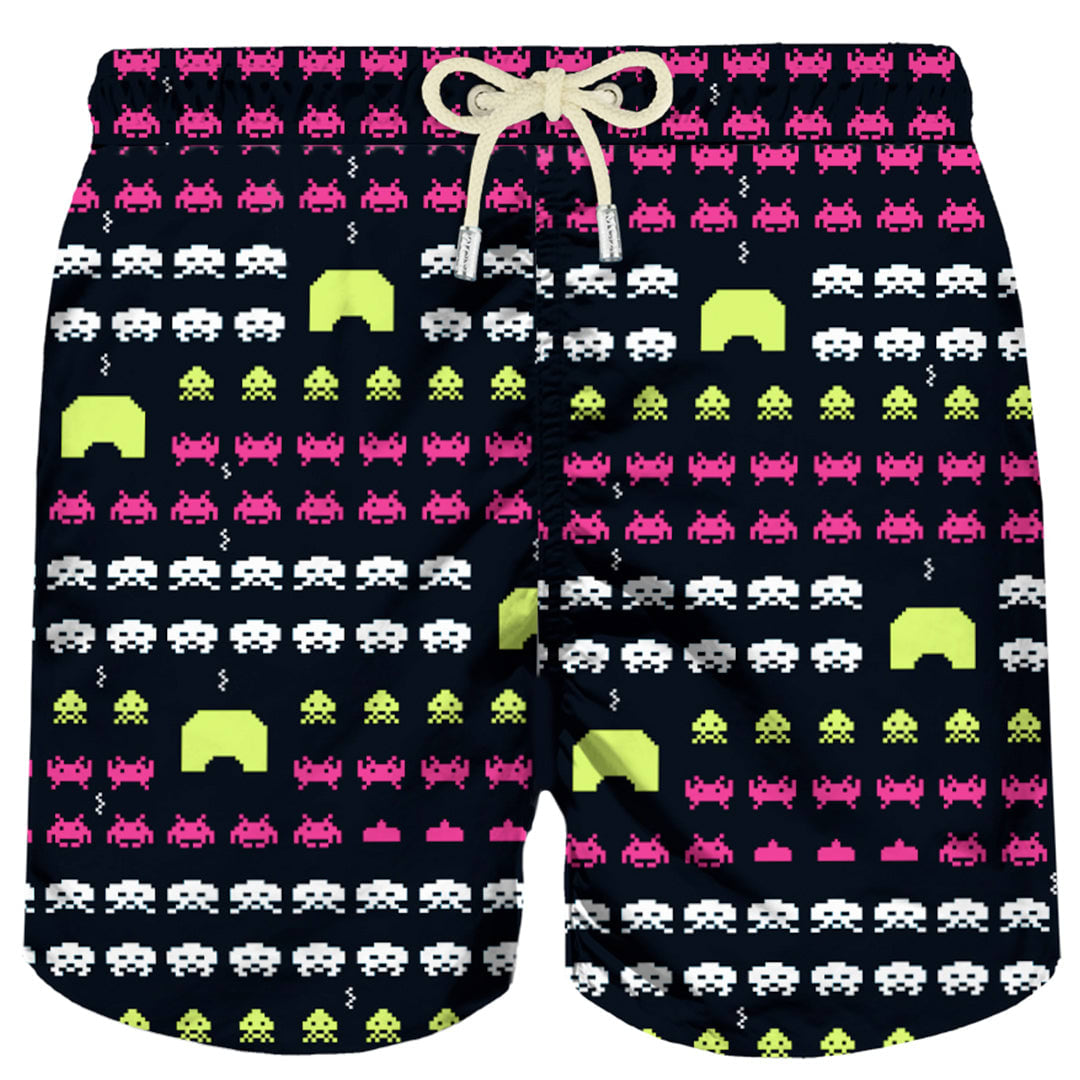 Shop Mc2 Saint Barth Man Light Fabric Swim Shorts With Space Print