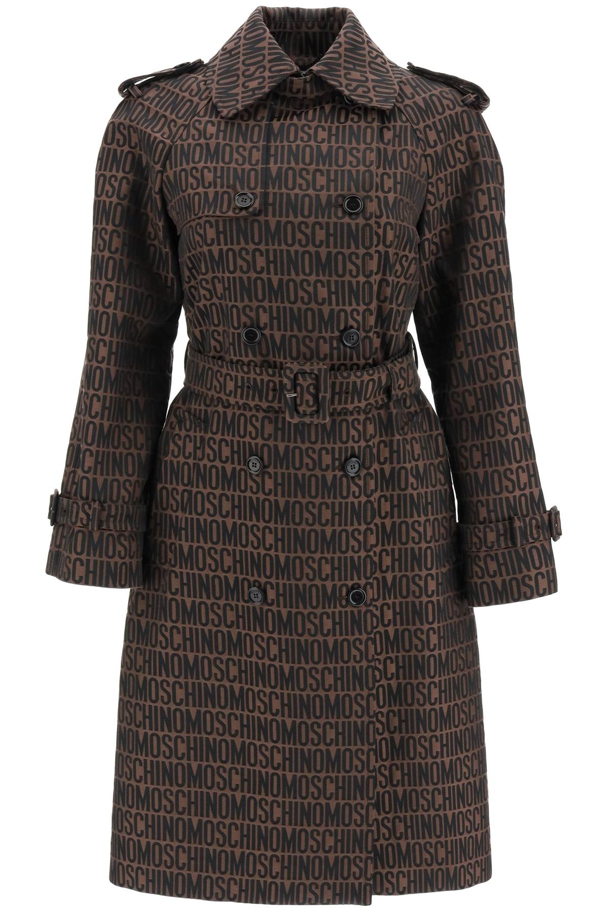 MOSCHINO ALL-OVER LOGO TRENCH COAT