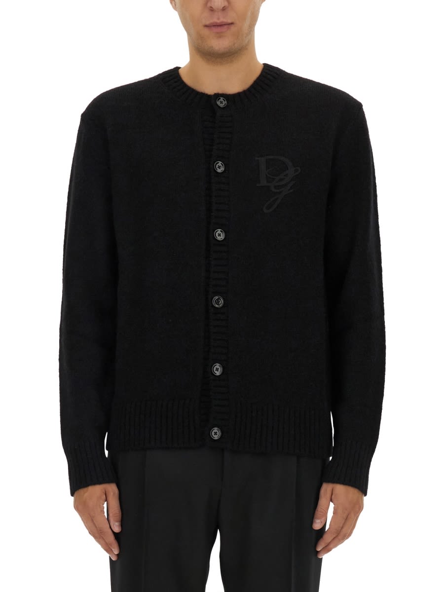 Shop Dolce & Gabbana Cardigan With Logo In Black