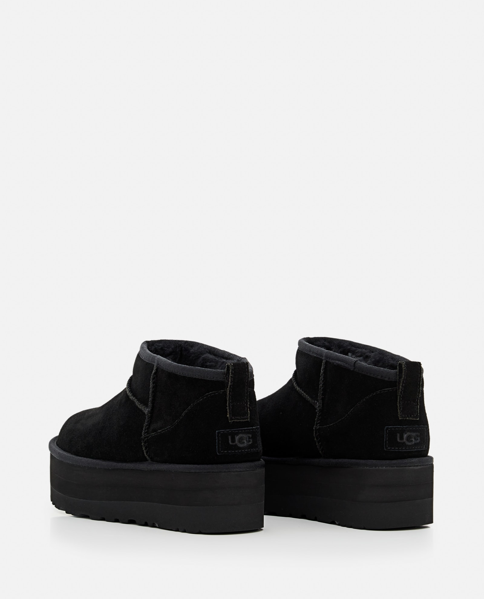 Ugg Classic Ultra Mini Flatform Suede Boots In Black