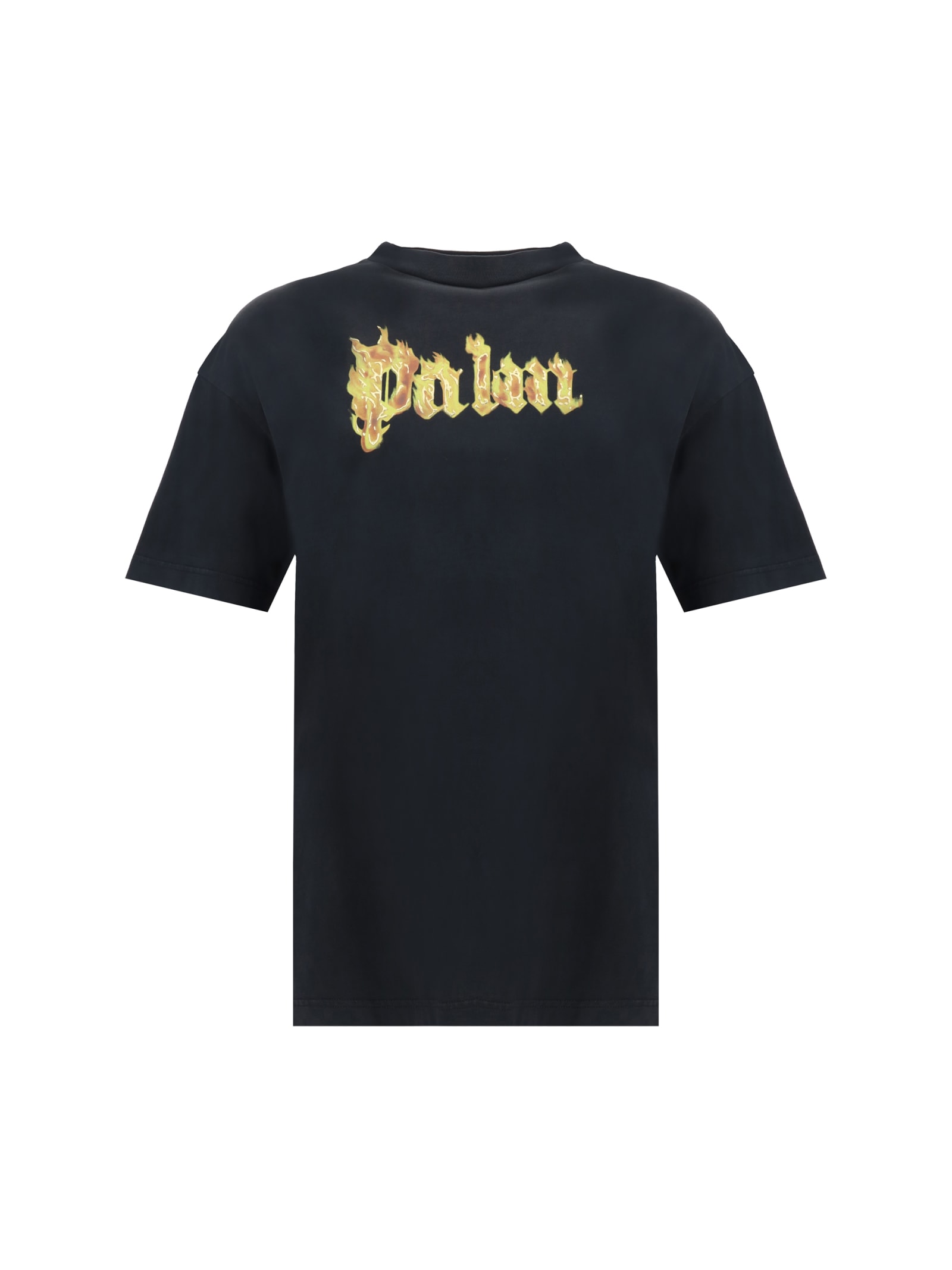 Shop Palm Angels T-shirt In Black Gold