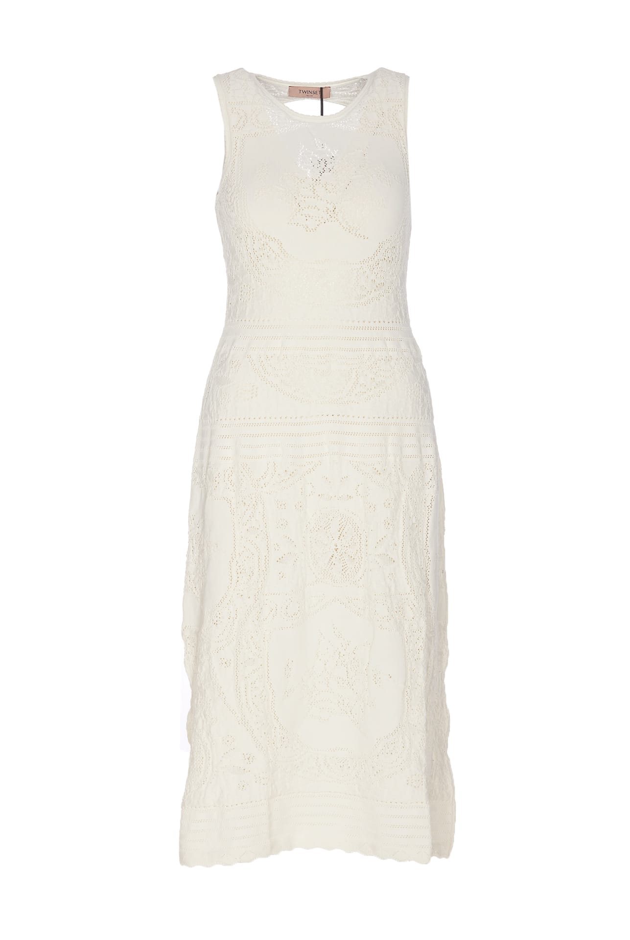 Shop Twinset Embroidered Dress In White