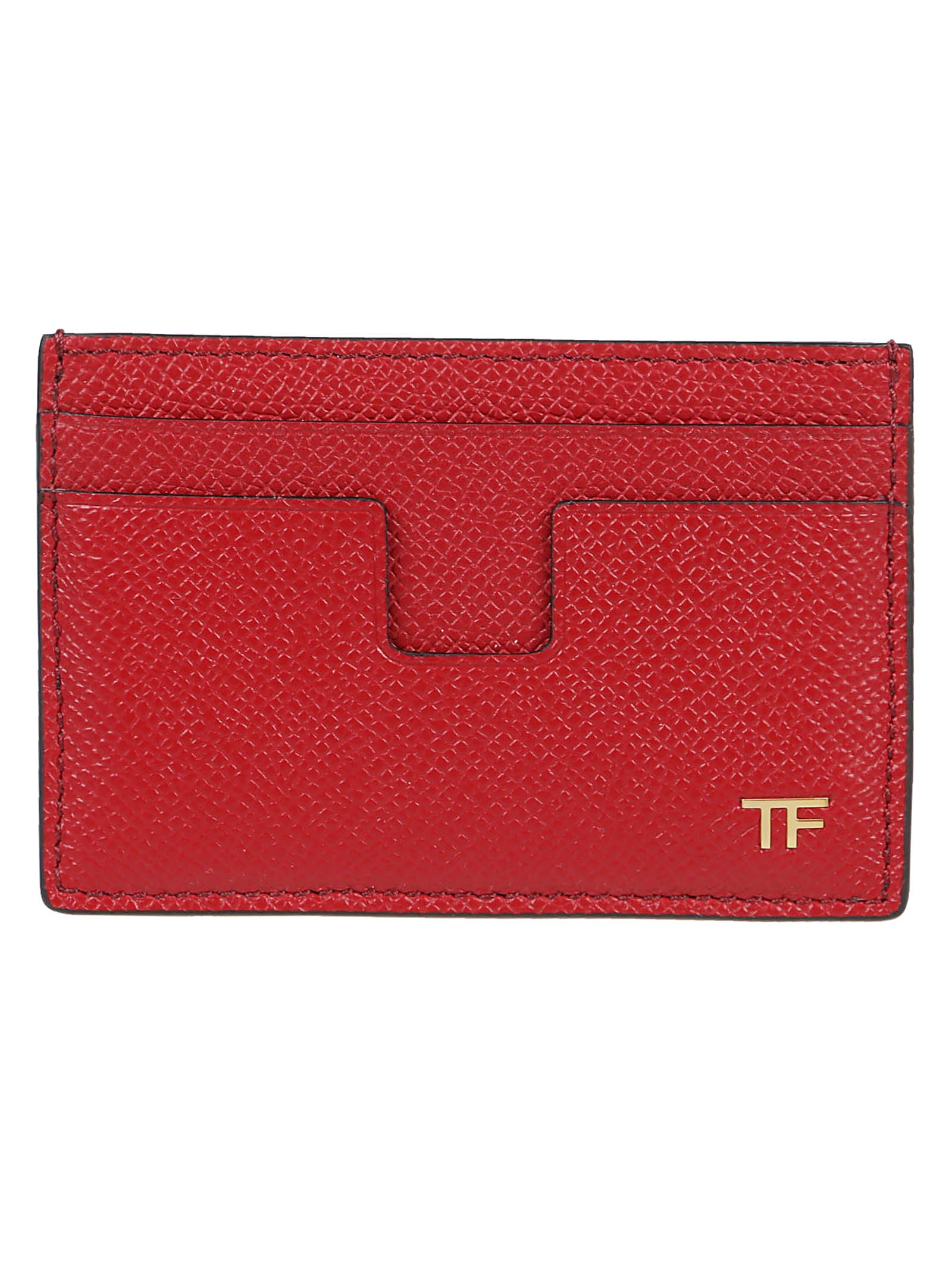 Tom Ford Monogram-embossed Leather Card Holder In Dark Red | ModeSens