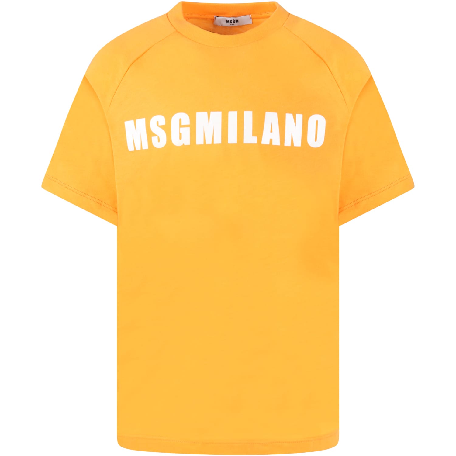 MSGM Orange T-shirt For Kids With White Logo