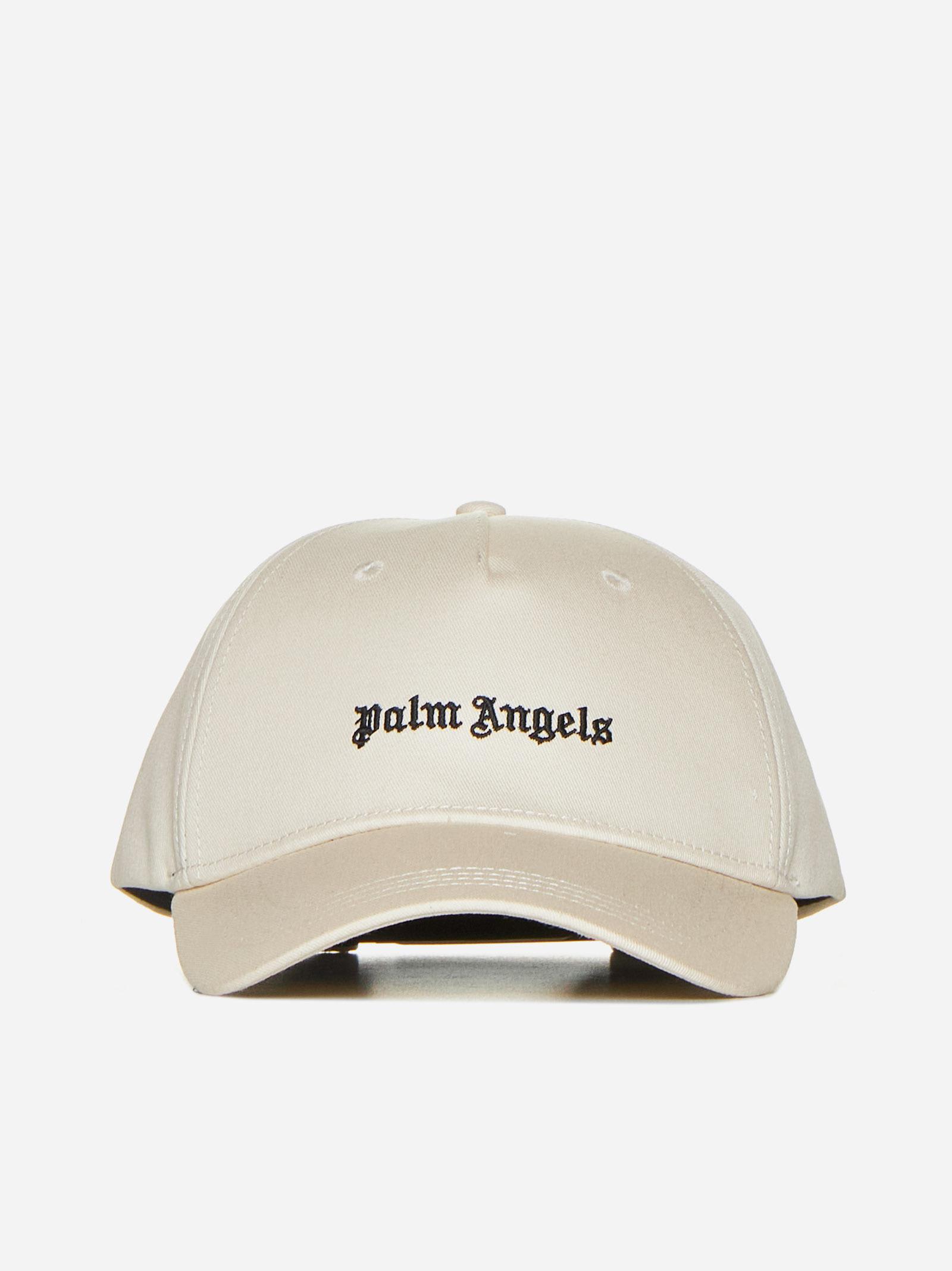 Shop Palm Angels Logo Cotton Baseball Cap In Neutrals