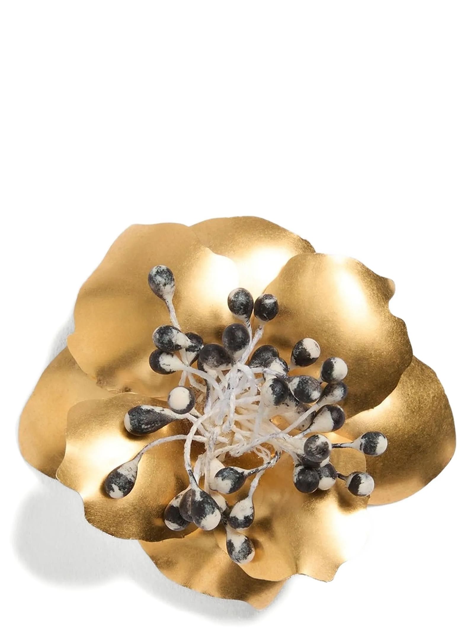 Valentino Small Floral Brooch Metallic Finish In Gold