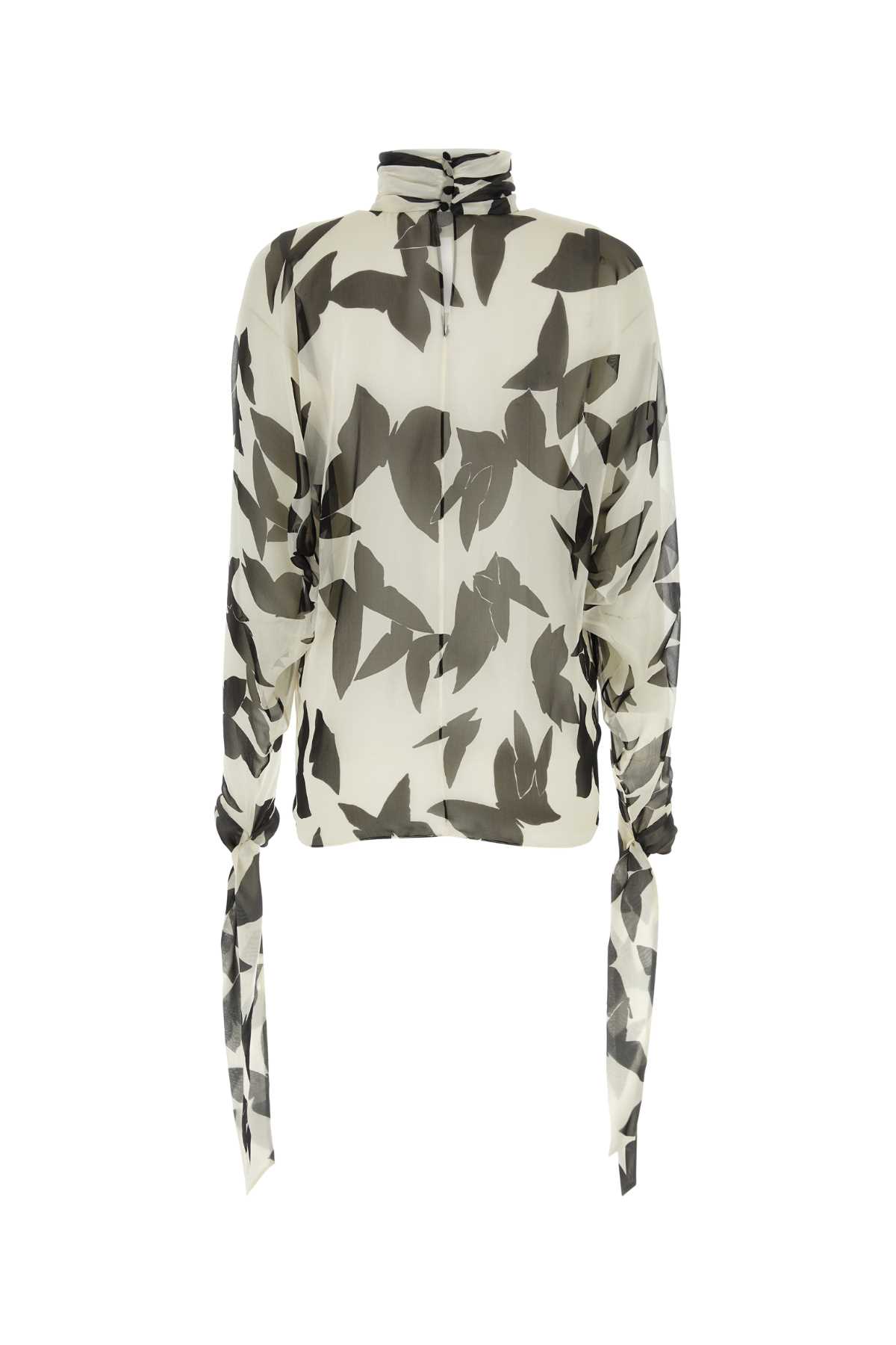 Saint Laurent Printed Jacquard Blouse In Craienoir