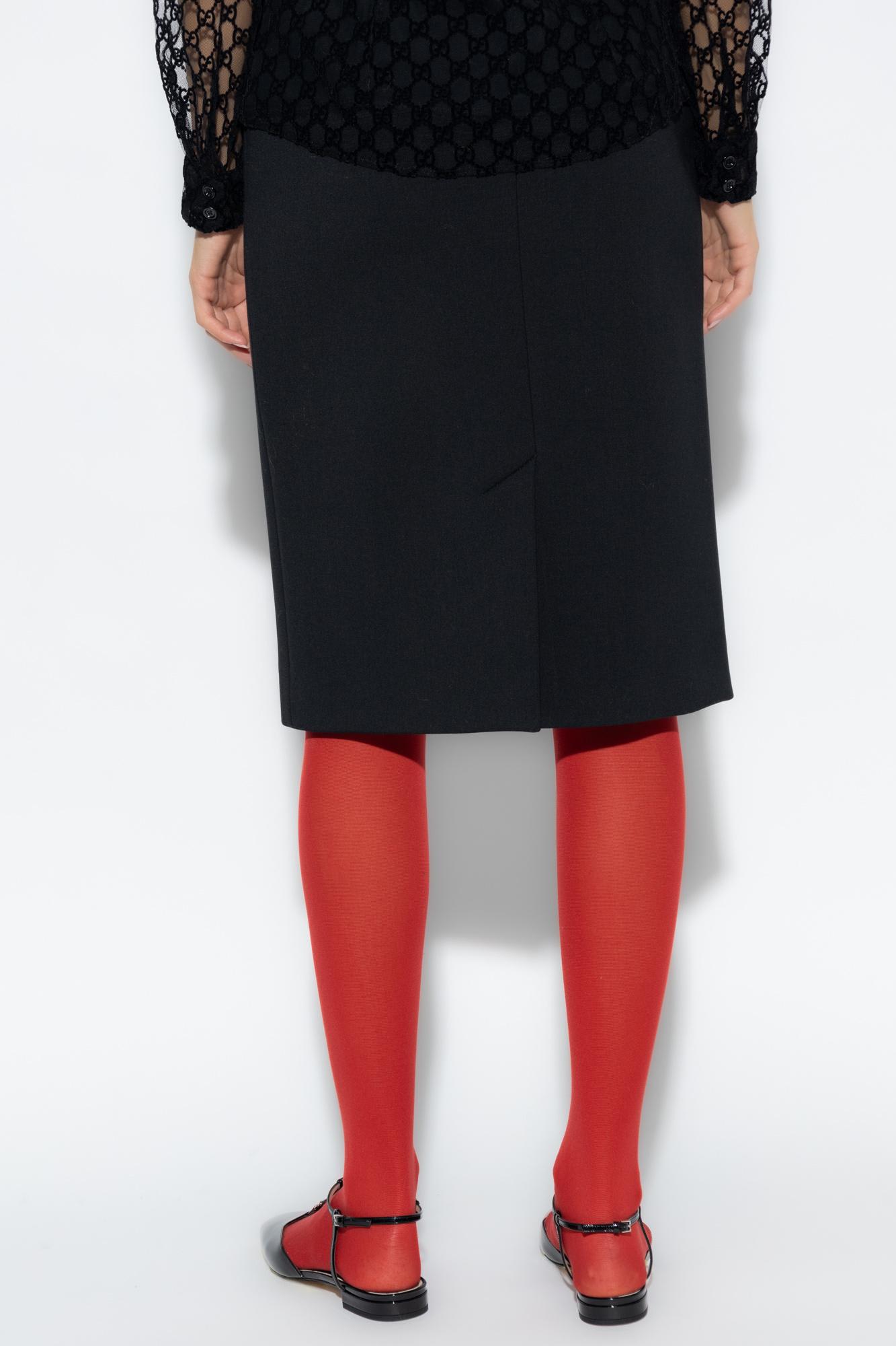 Shop Gucci Skirt With Horsebit Hardware In Black