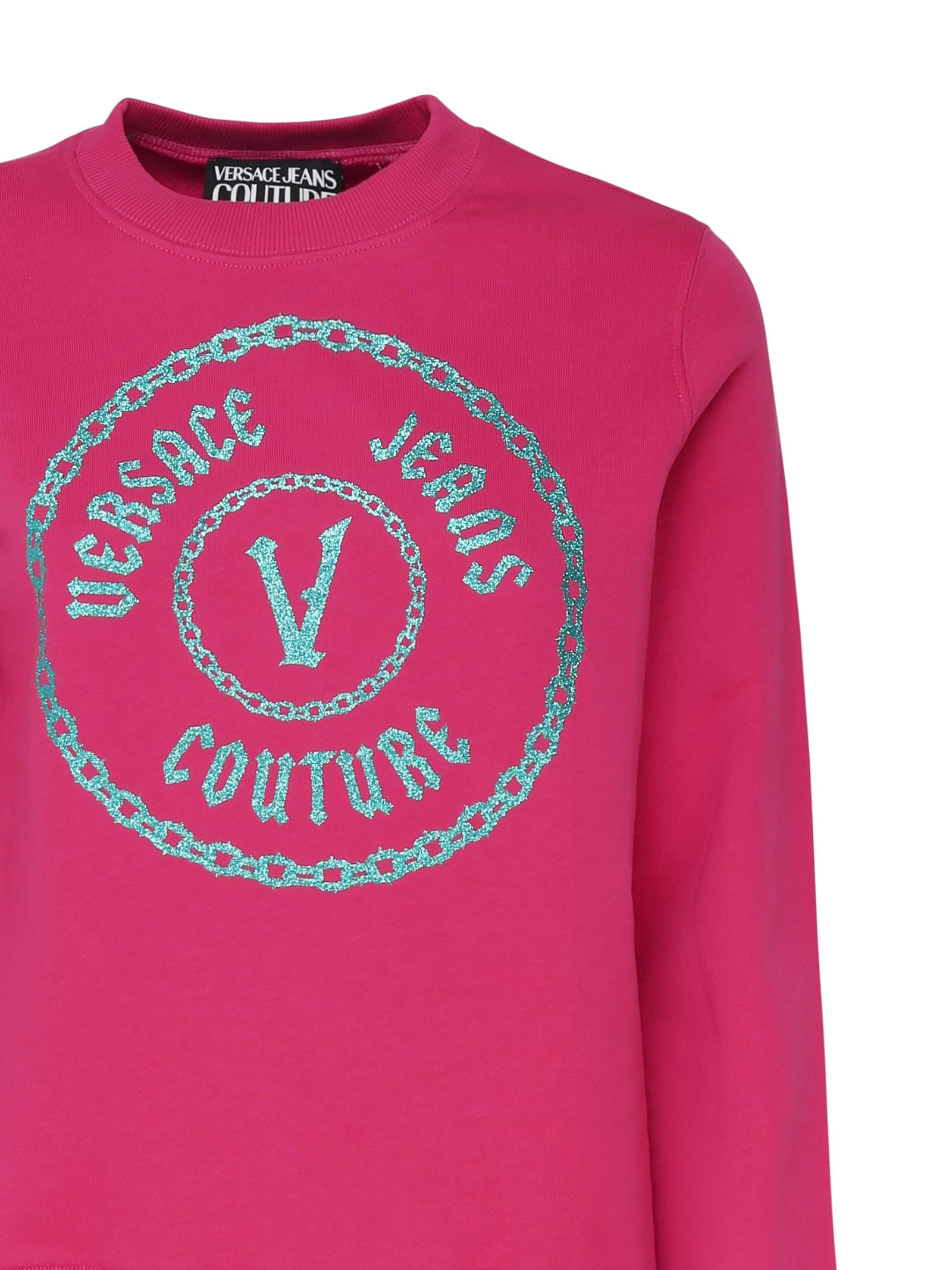 Shop Versace Jeans Couture Cotton Sweatshirt In Raspberry Rose